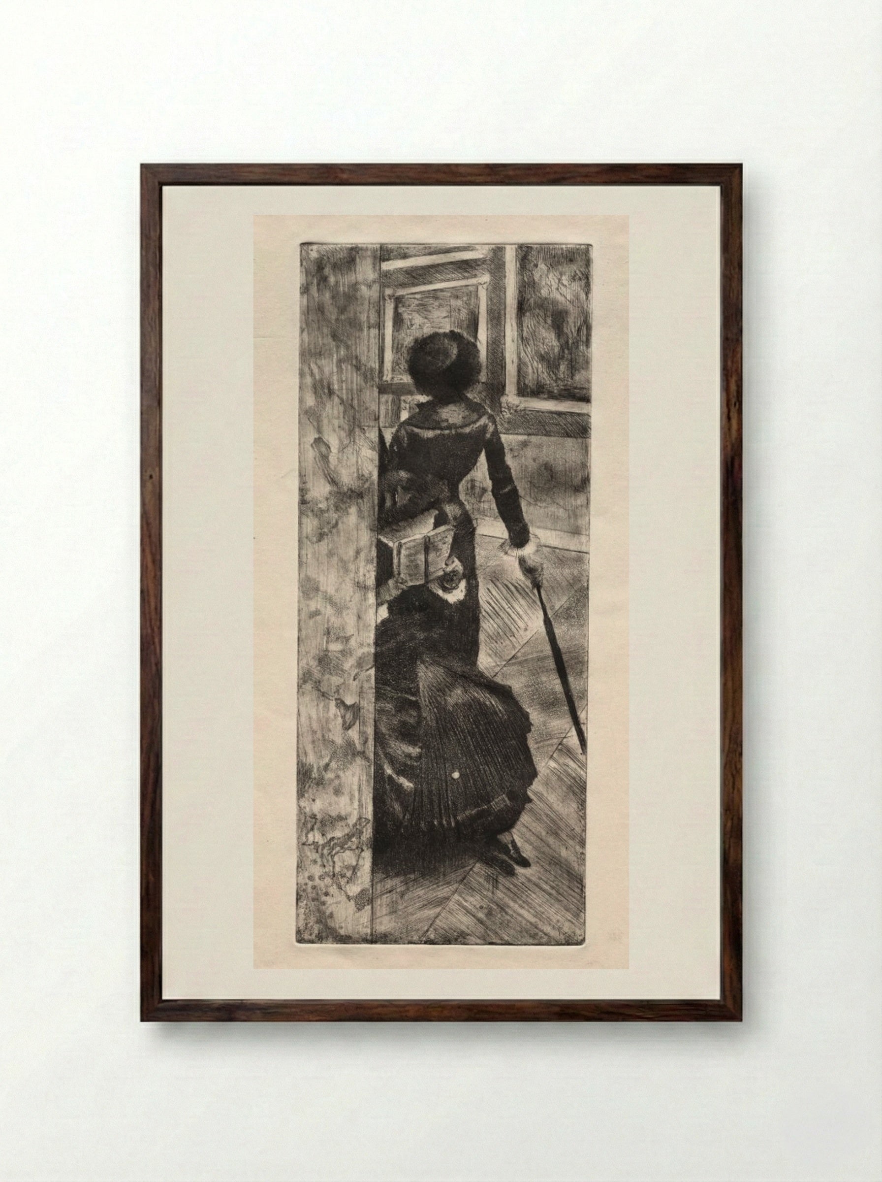 Mary Cassatt at the Louvre: The Paintings Gallery - Edgar Degas - Framed Print Dark Wood
