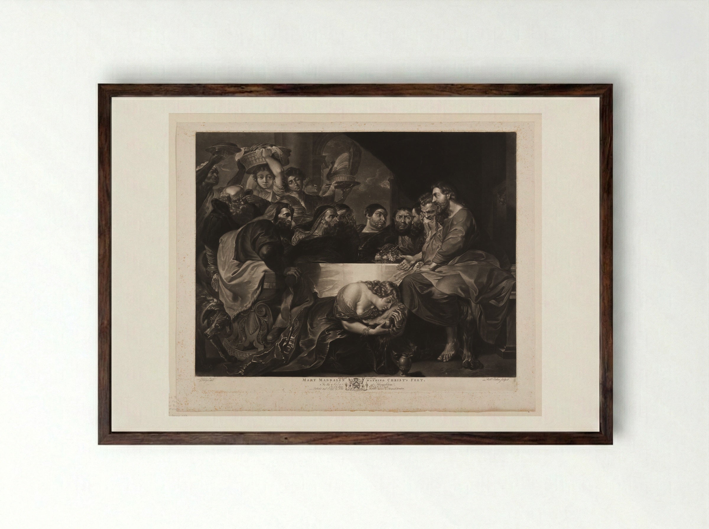 Mary Magdalen Washing Christ's Feet - Richard Earlom - Framed Print Dark Wood