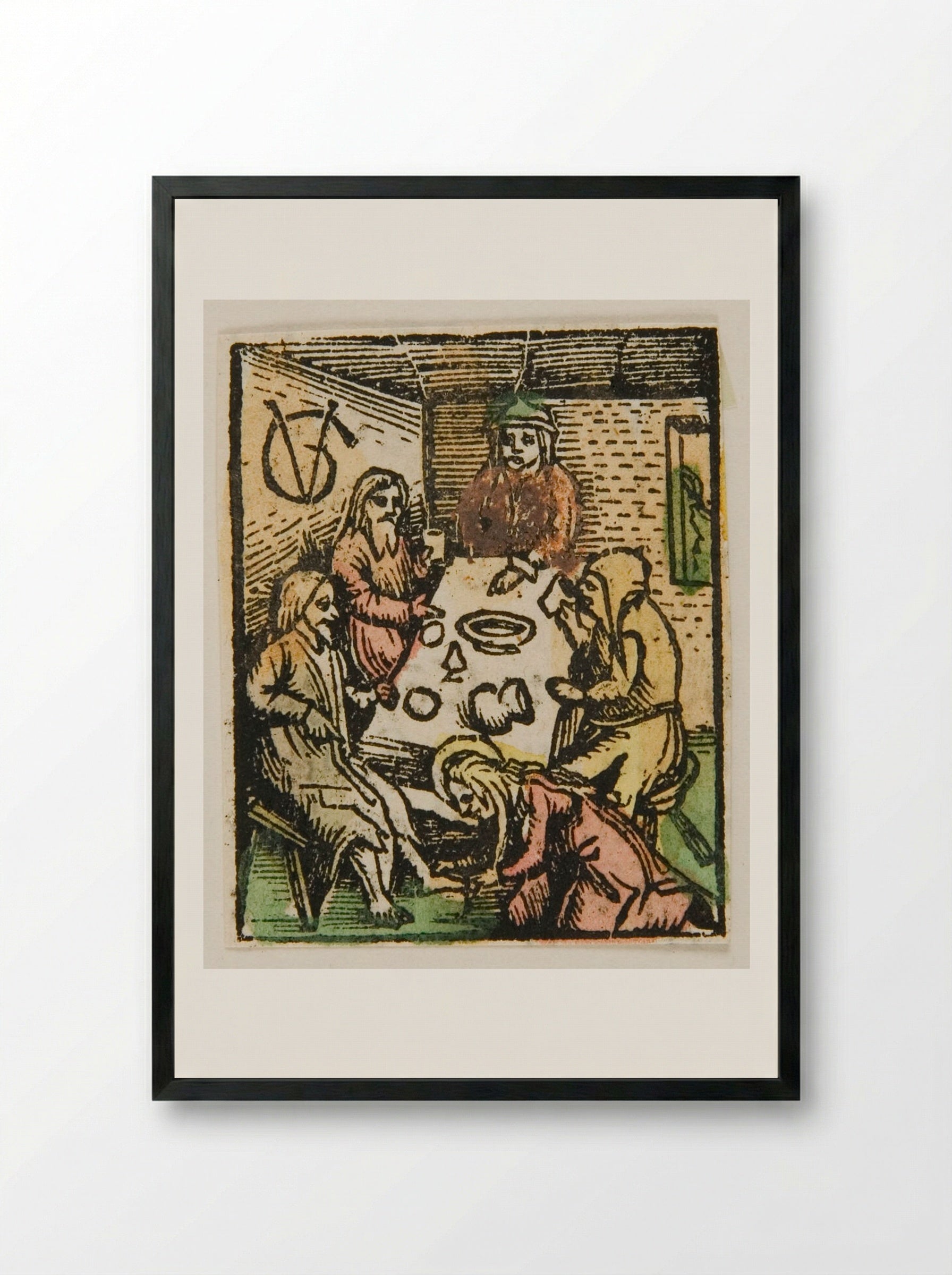 Mary Magdalene Washing the Feet of Christ - Urs Graf - Framed Print Black