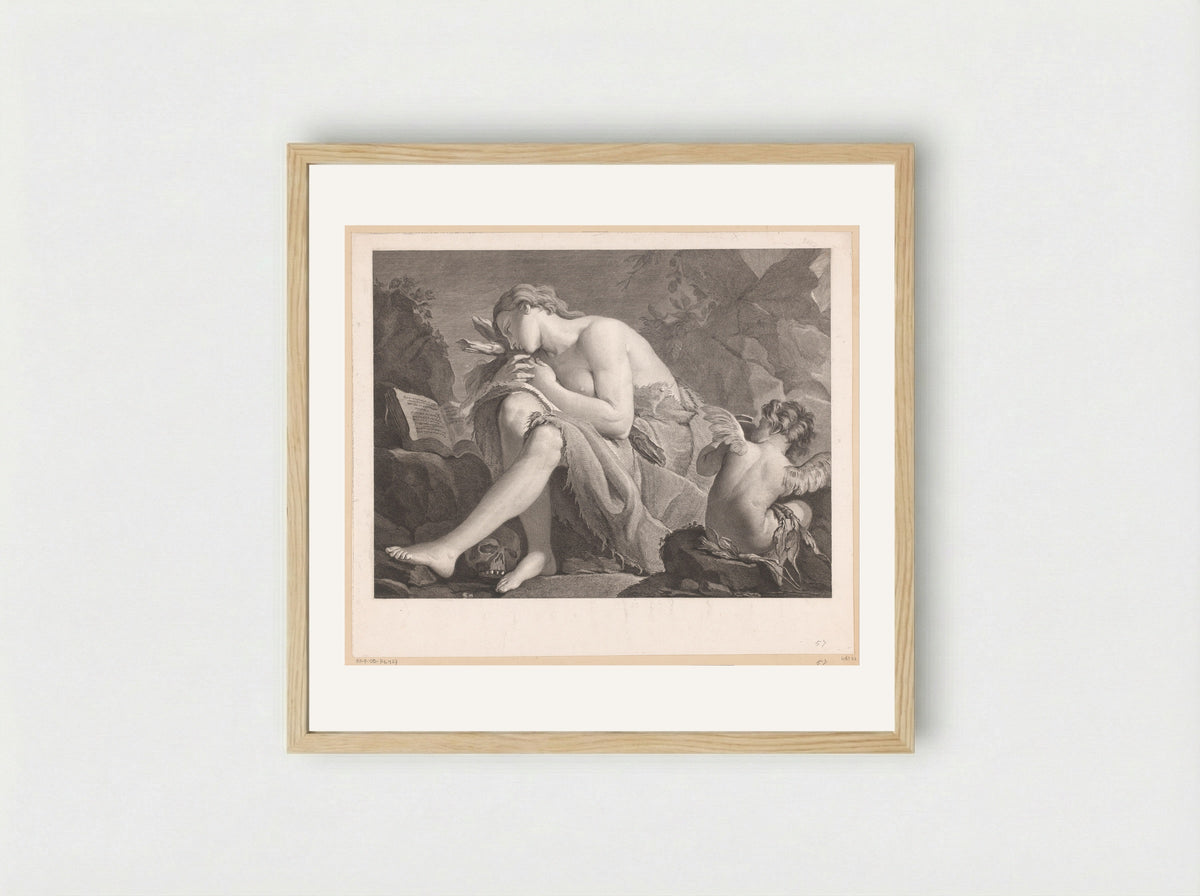 Mary Magdalene in the Wilderness - Jacques Nicolas Tardieu - Framed Print Wood