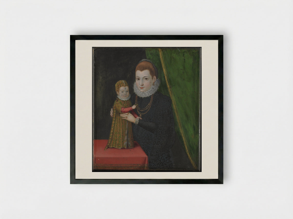 Mary, Queen of Scots, with Her Son, James - British Painter - Framed Print Black