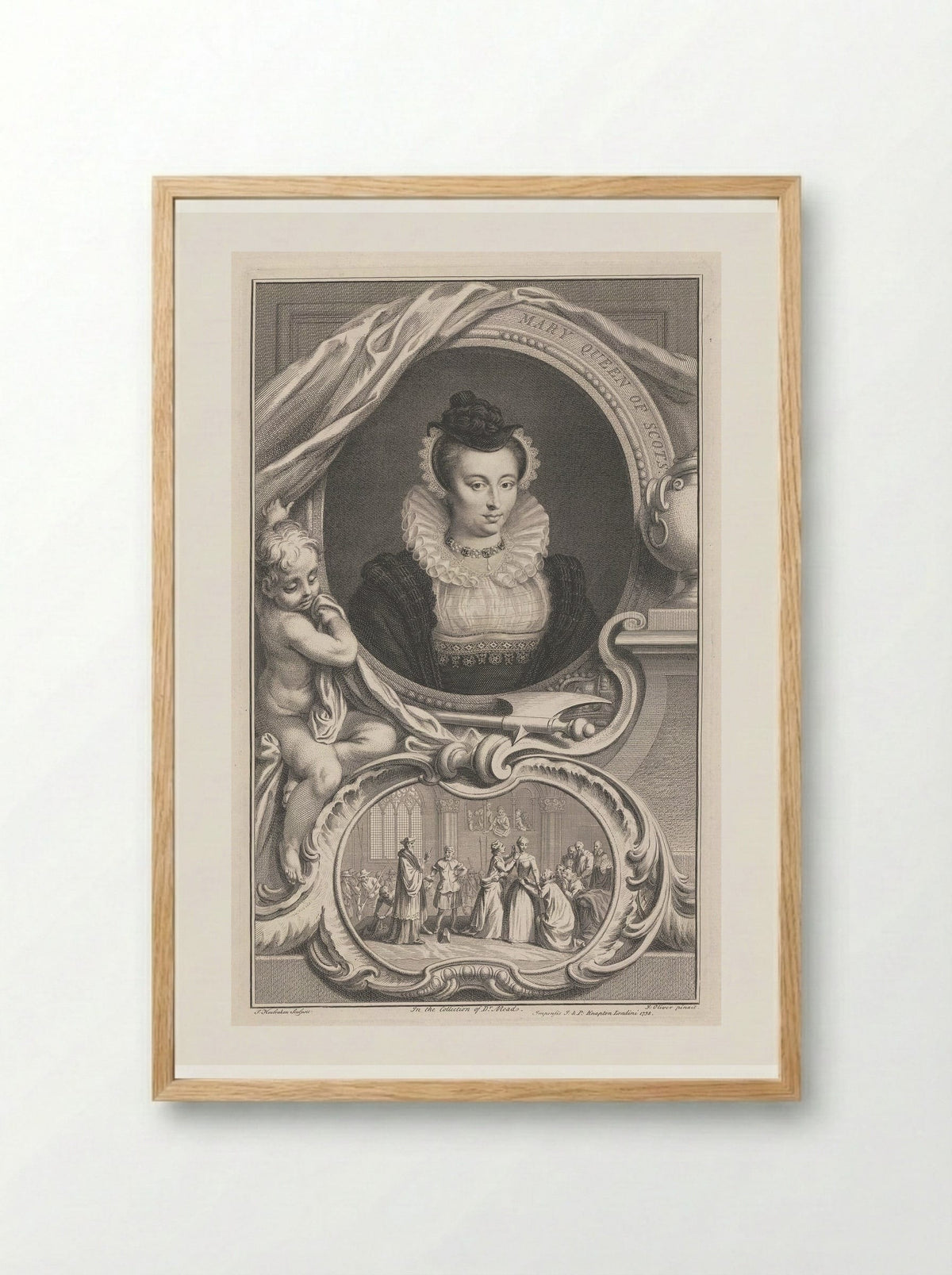 Mary Queen of Scots - Jacobus Houbraken - Framed Print Wood