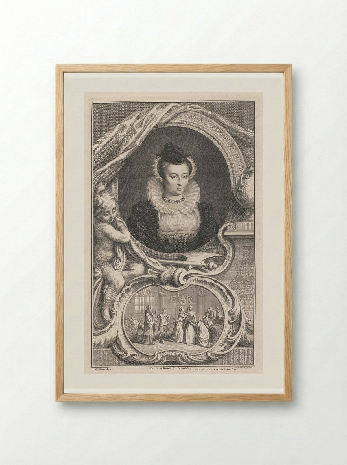 Mary Queen of Scots - Jacobus Houbraken - Framed Print Wood