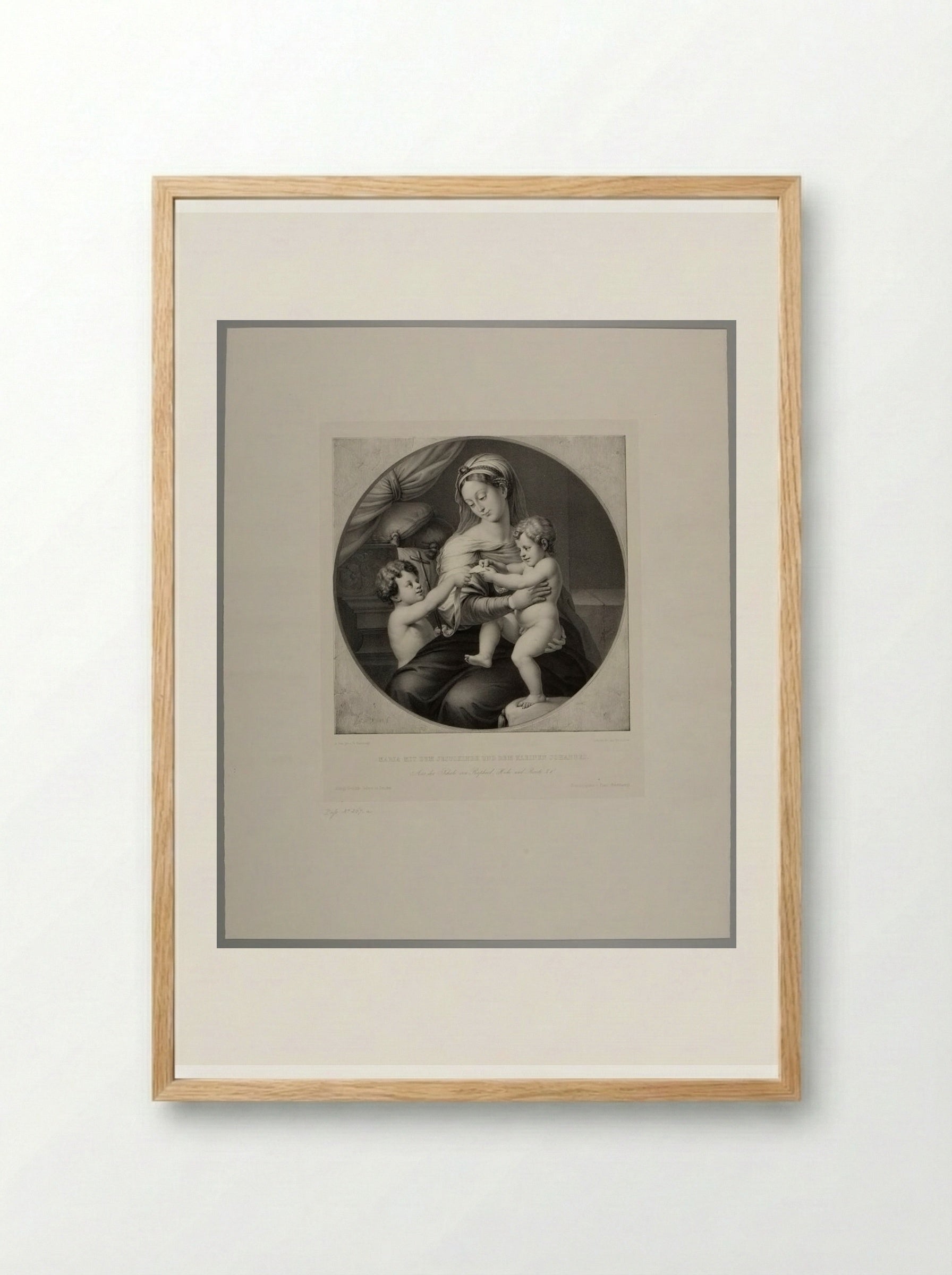 Mary with the Child Jesus and Little John - Franz Hanfstaengl - Framed Print Wood