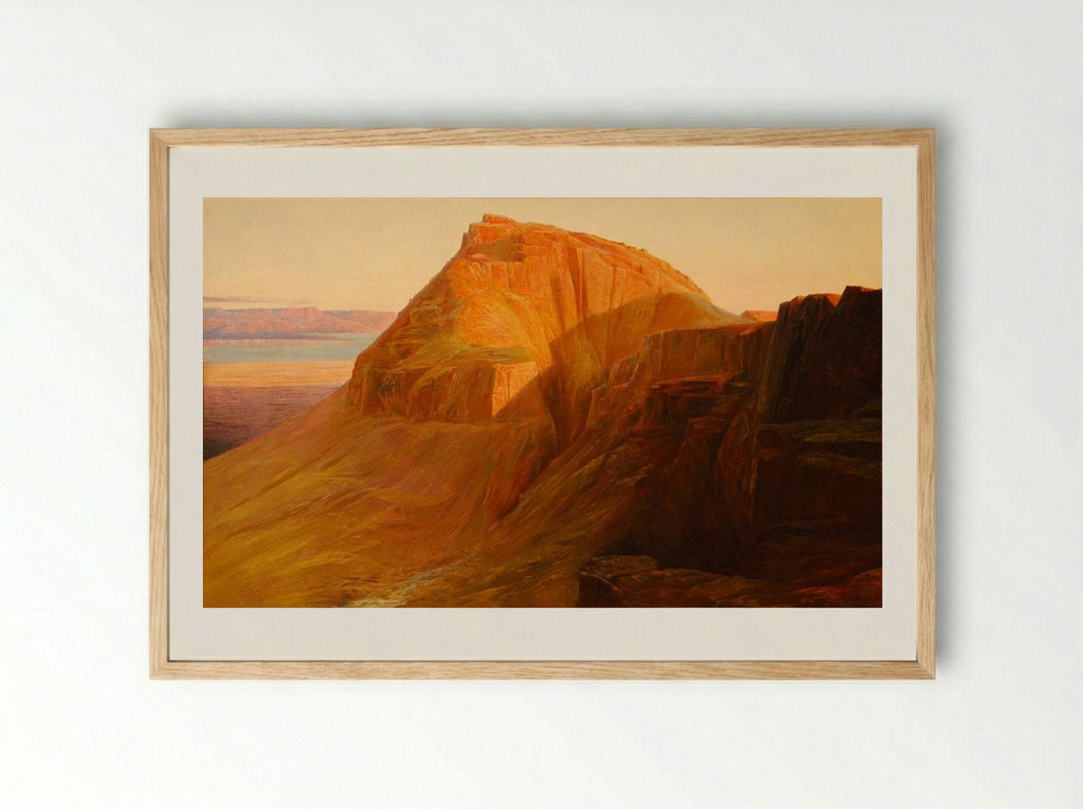 Masada on the Dead Sea - Edward Lear - Framed Print Wood
