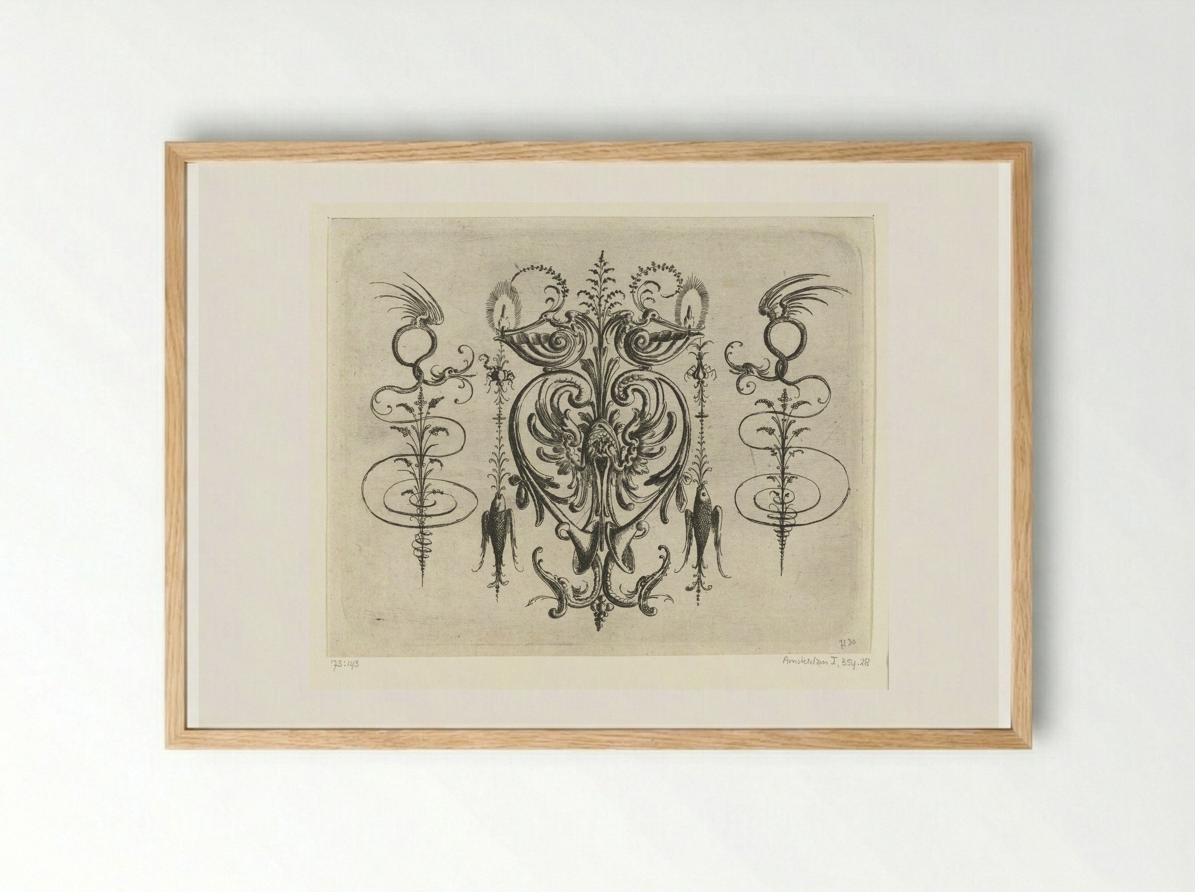 Mascaron with Wings - Christoph Jamnitzer - Framed Print Wood