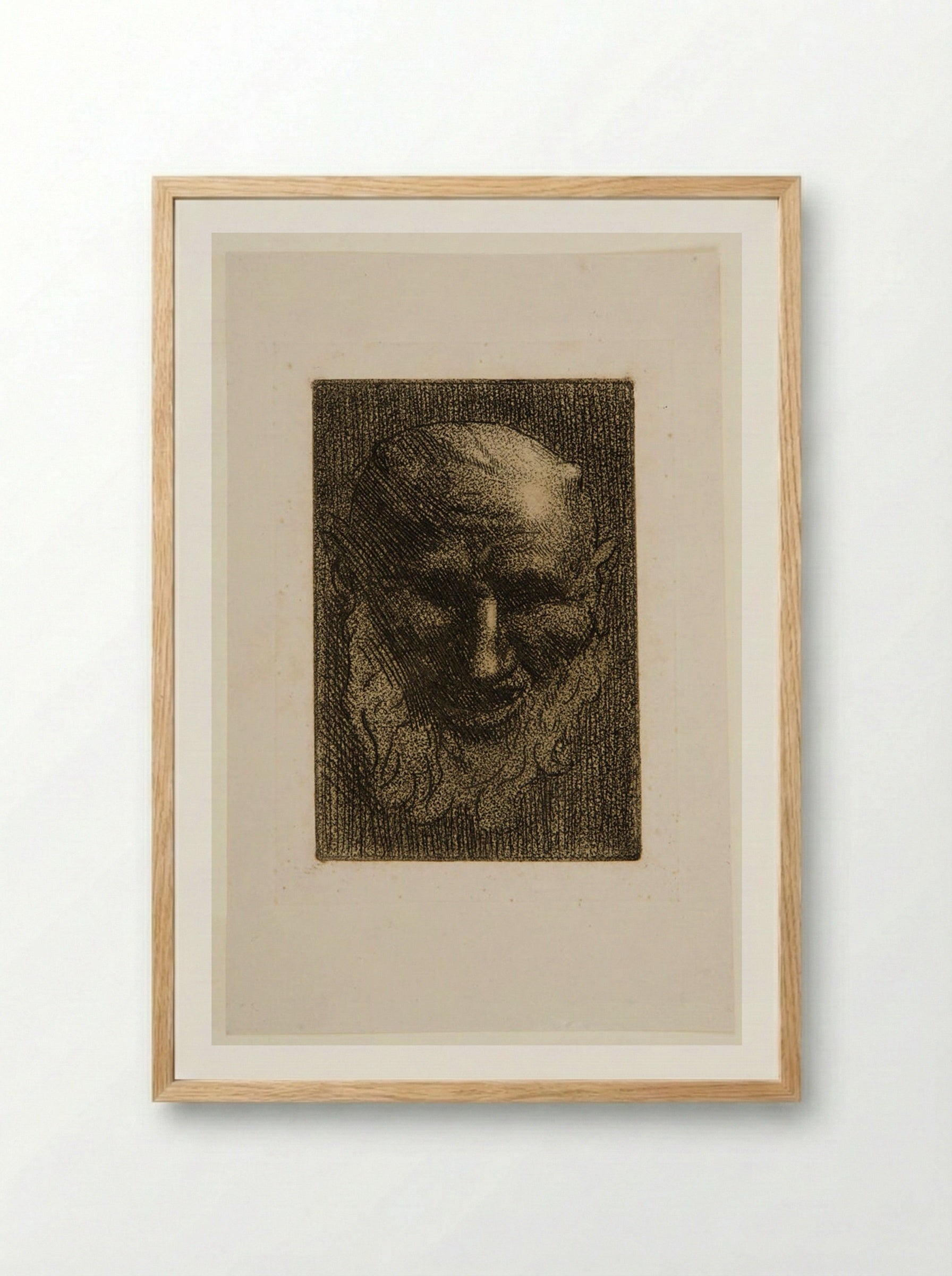 Mask of a Satyr with Long Beard - Alphonse Legros - Framed Print Wood