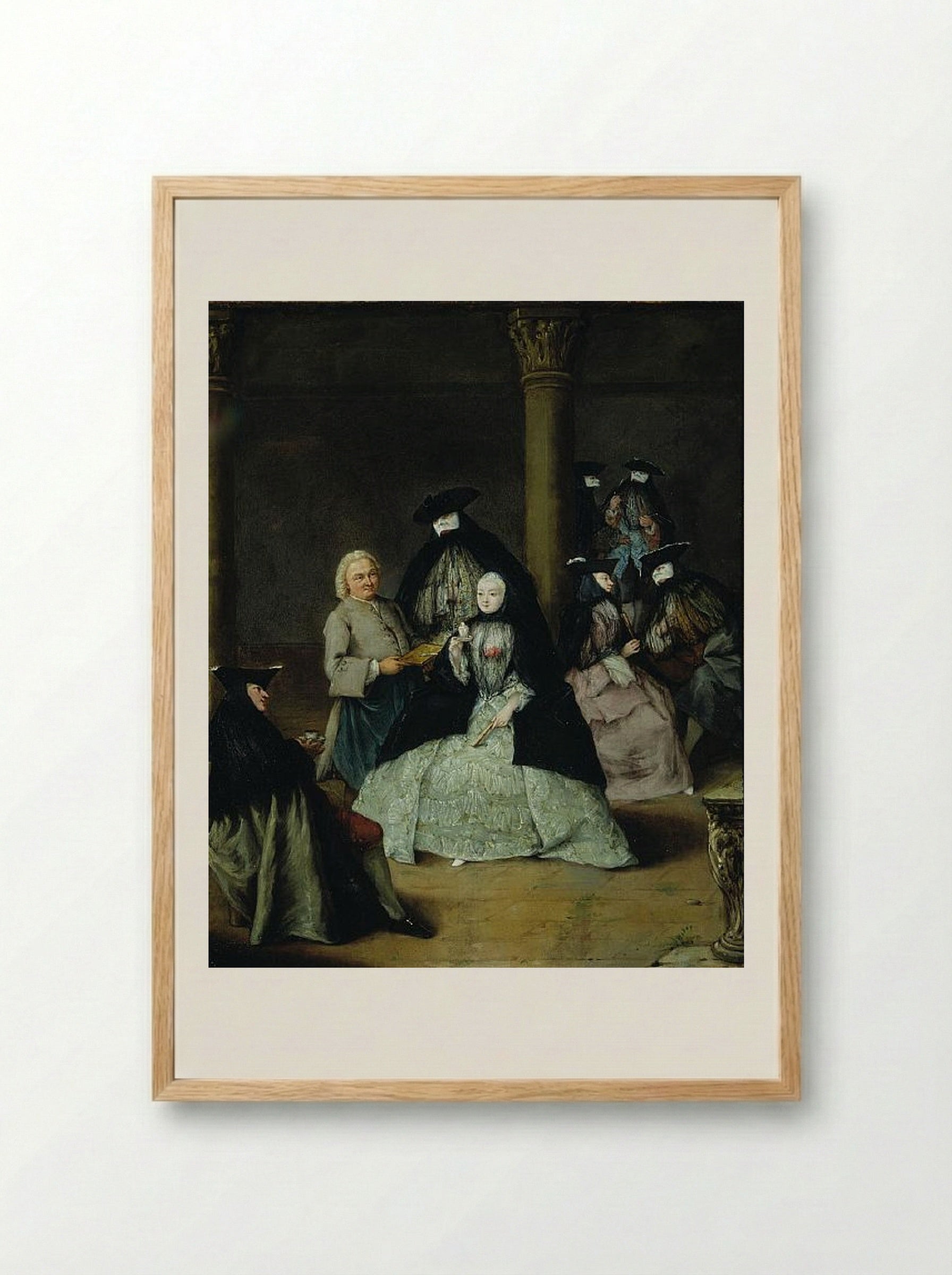Masked Party in a Courtyard - Pietro Longhi - Framed Print Wood