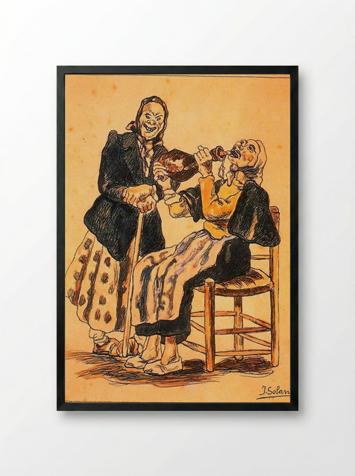 Masks Drinking - José Gutiérrez Solana - Framed Print Black