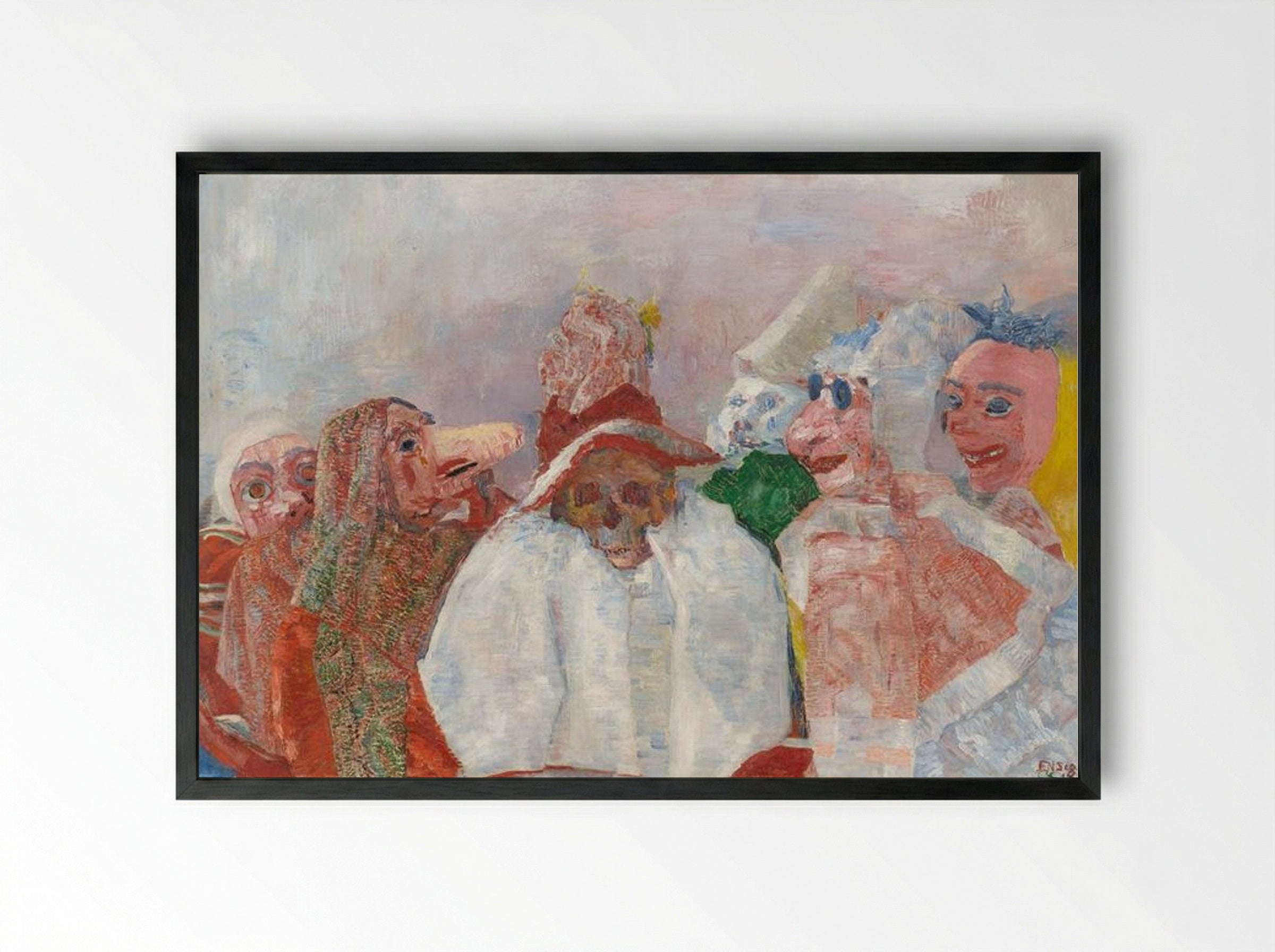Masks Mocking Death - James Ensor - Framed Print Black