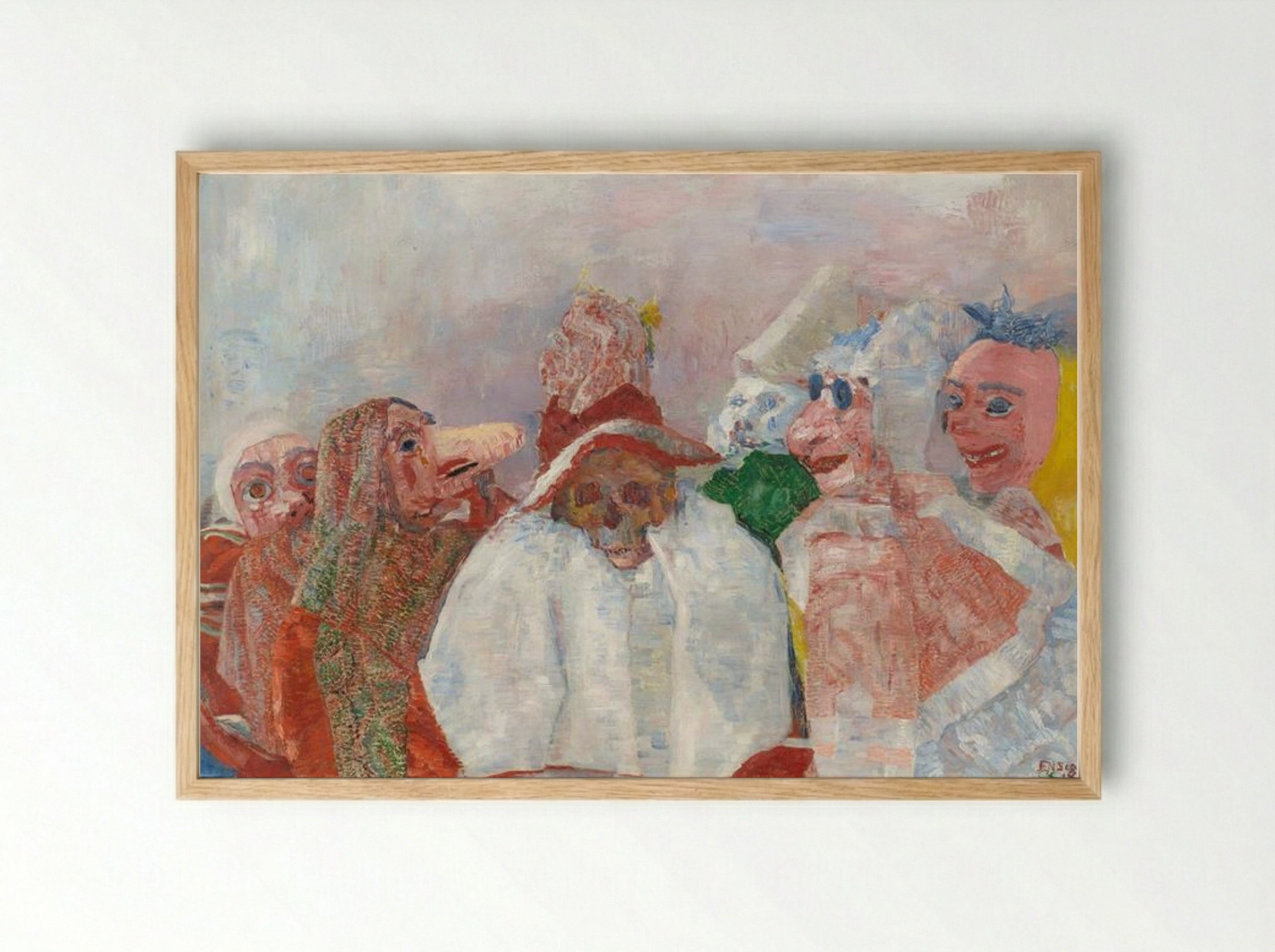 Masks Mocking Death - James Ensor - Framed Print Wood