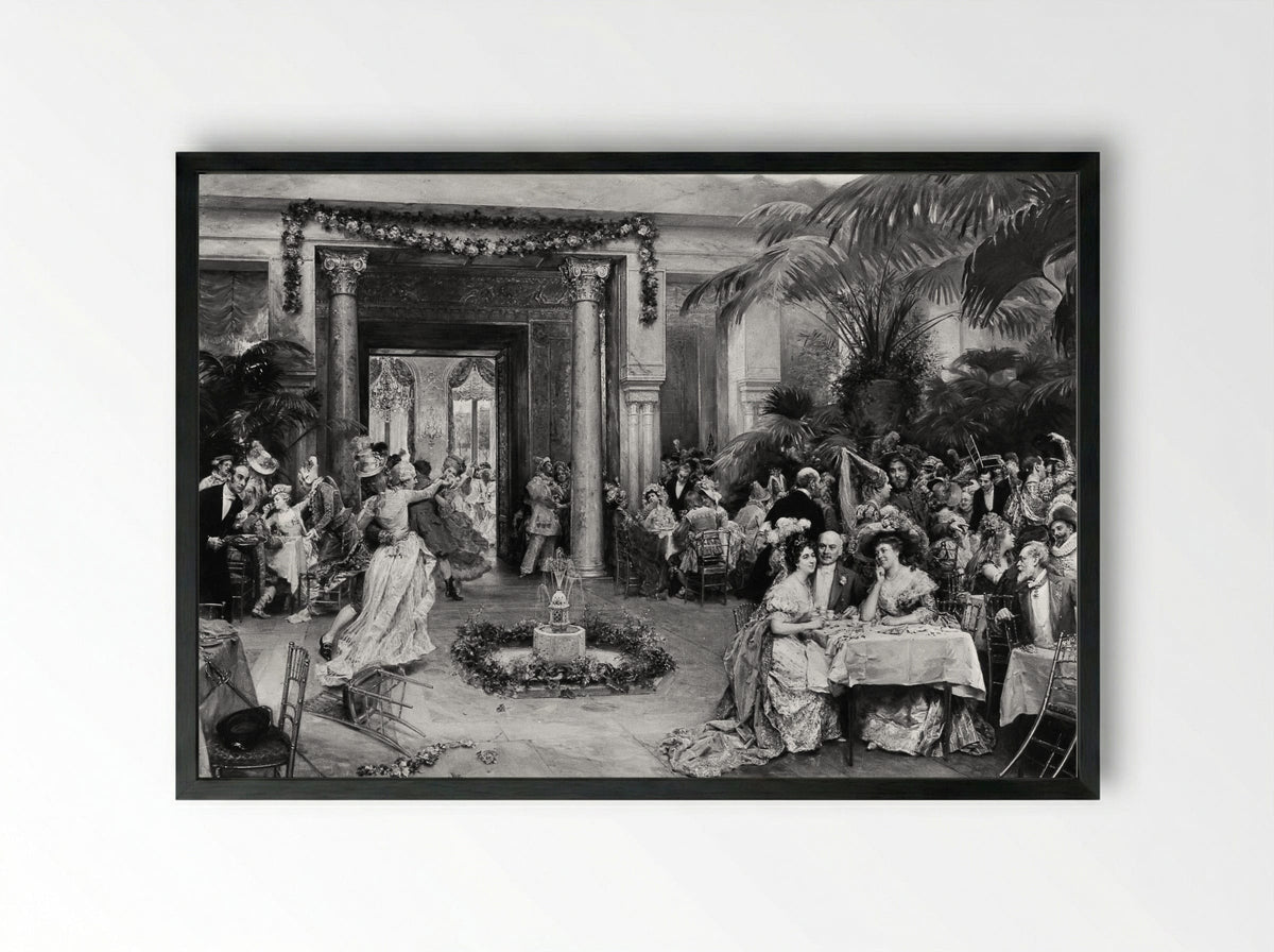 Masquerade Ball at the Ritz Hotel, Paris - Raimundo de Madrazo y Garreta - Framed Print Black