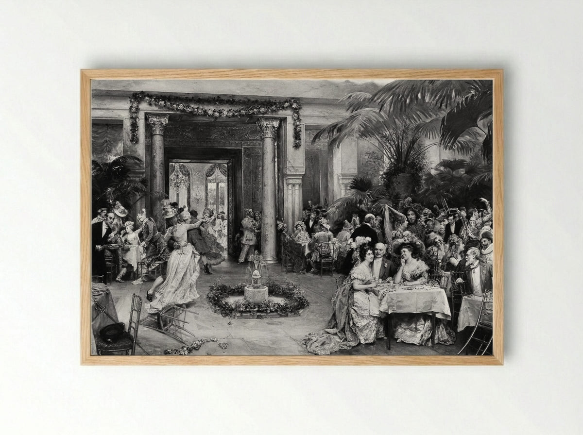 Masquerade Ball at the Ritz Hotel, Paris - Raimundo de Madrazo y Garreta - Framed Print Wood