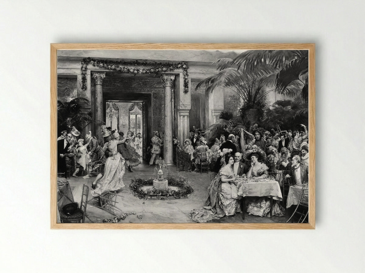 Masquerade Ball at the Ritz Hotel, Paris - Raimundo de Madrazo y Garreta - Framed Print Wood
