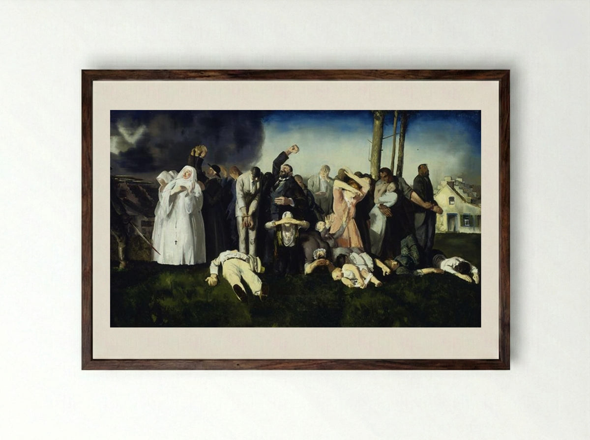 Massacre at Dinant - George Bellows - Framed Print Dark Wood
