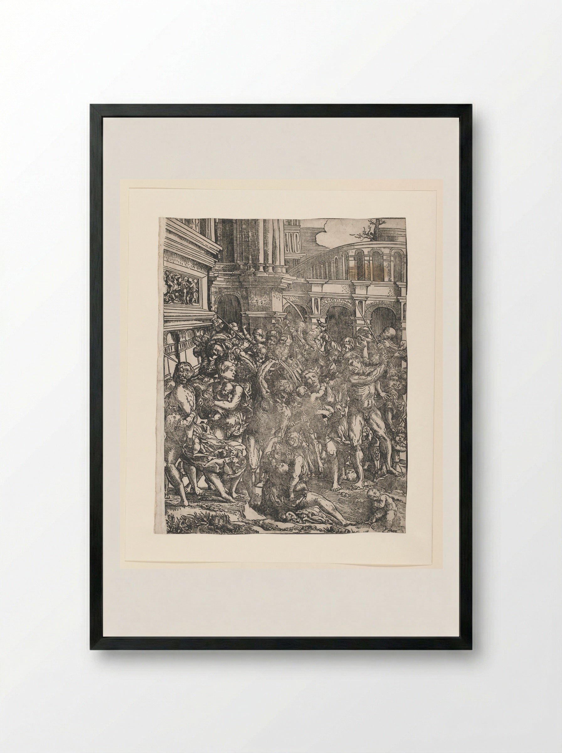 Massacre of the Innocents (Right Panel) - Domenico Campagnola - Framed Print Black