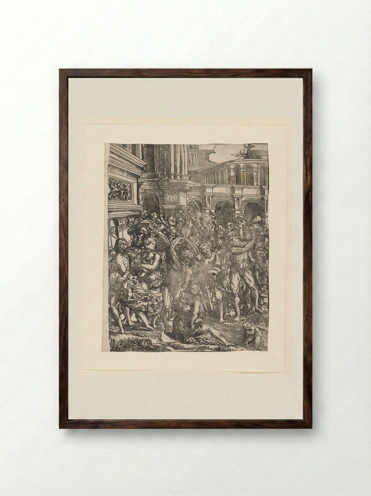 Massacre of the Innocents (Right Panel) - Domenico Campagnola - Framed Print Dark Wood