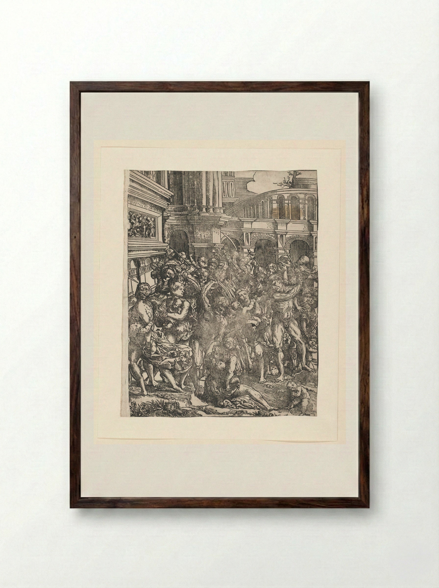 Massacre of the Innocents (Right Panel) - Domenico Campagnola - Framed Print Dark Wood