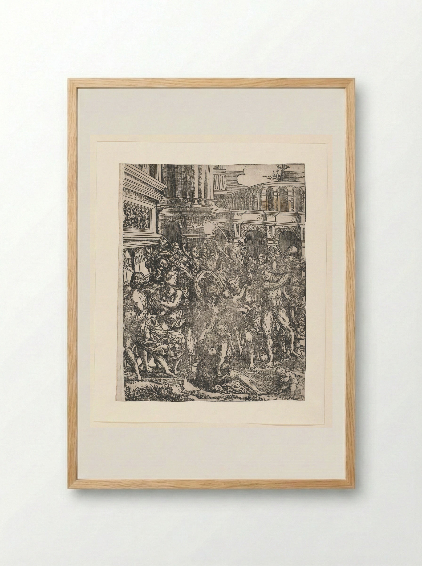 Massacre of the Innocents (Right Panel) - Domenico Campagnola - Framed Print Wood