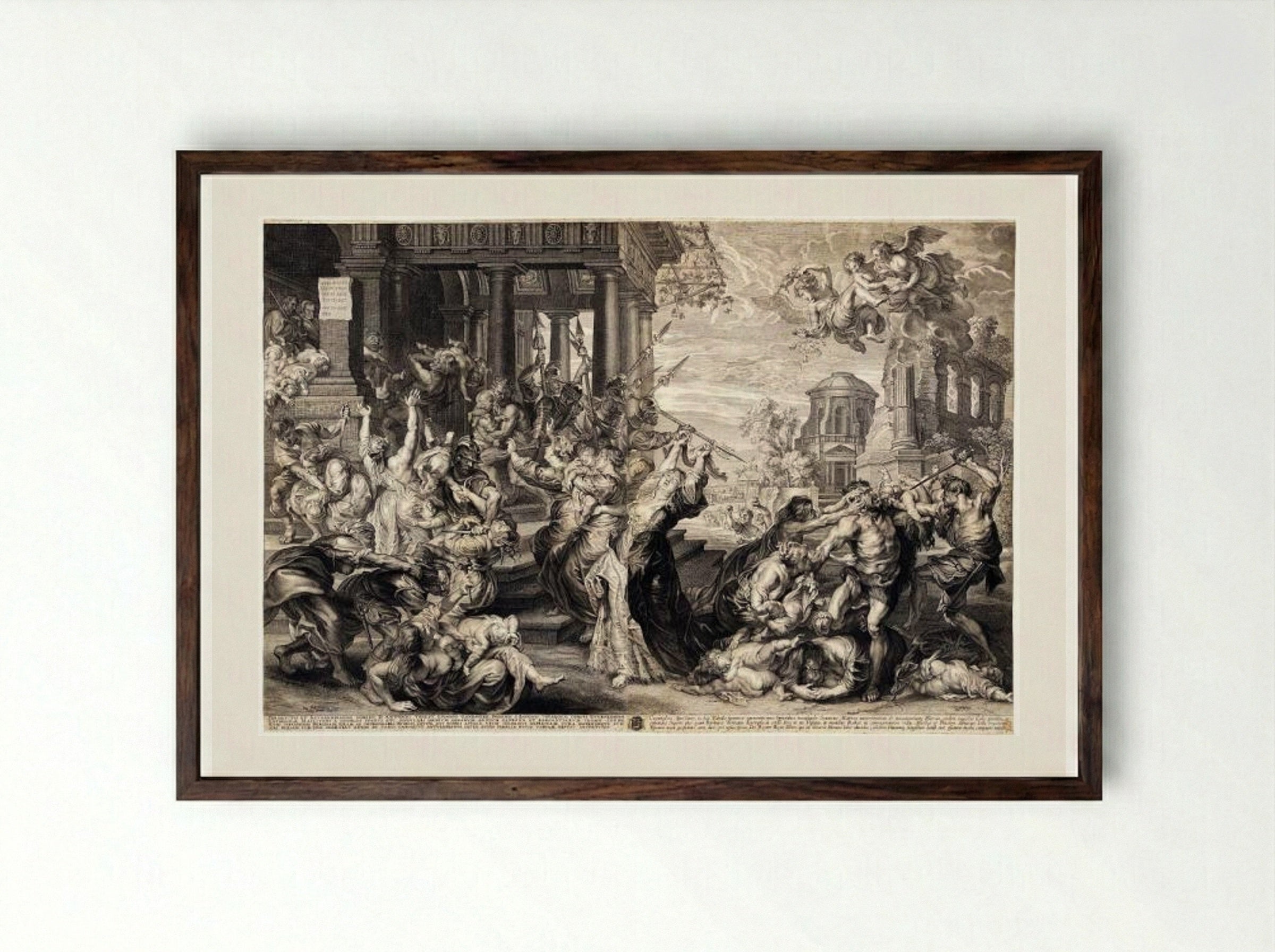 Massacre of the Innocents - Paulus Pontius - Framed Print Dark Wood