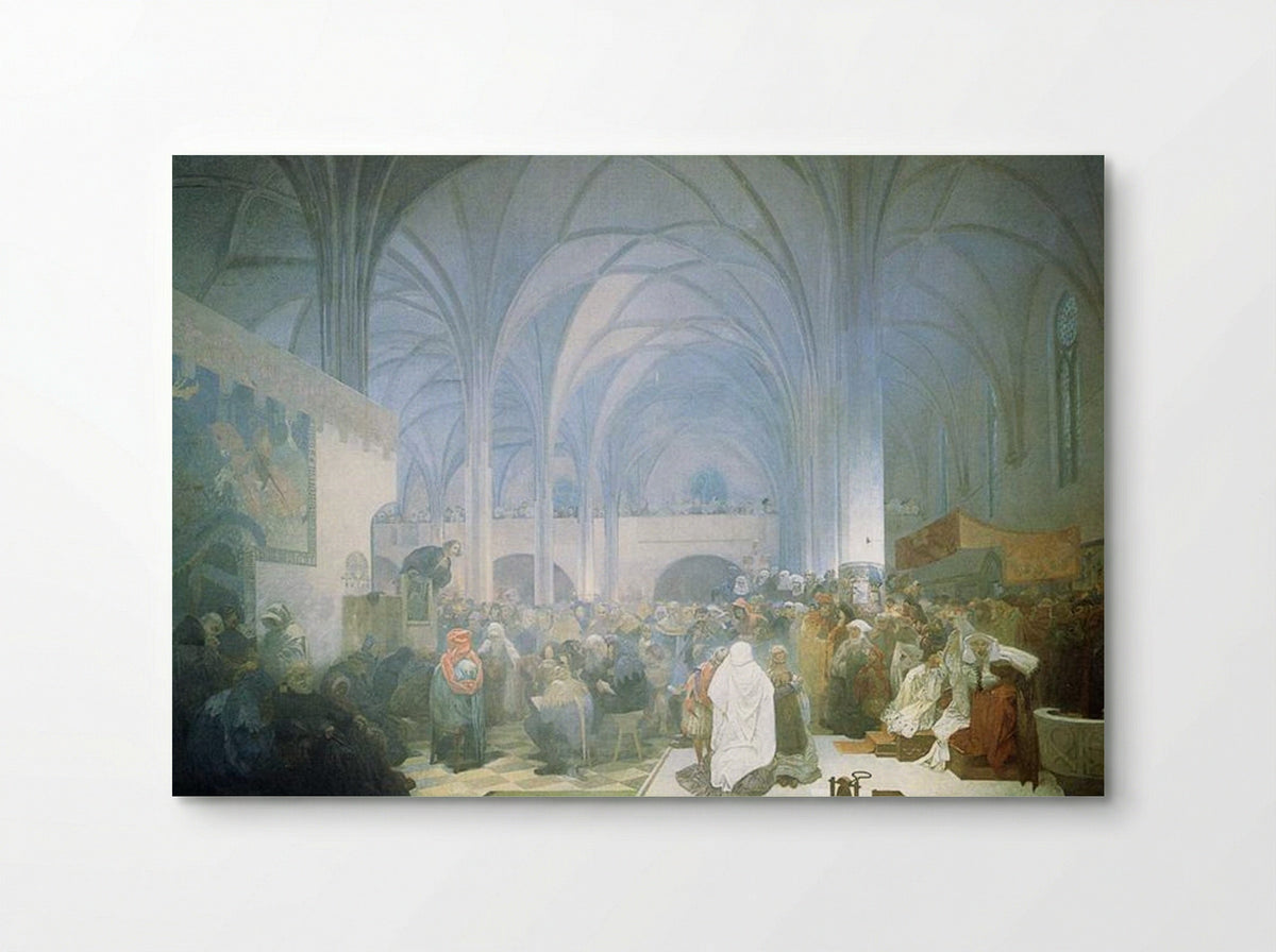 Master Jan Hus Preaching at the Bethlehem Chapel - Alphonse Mucha - Poster