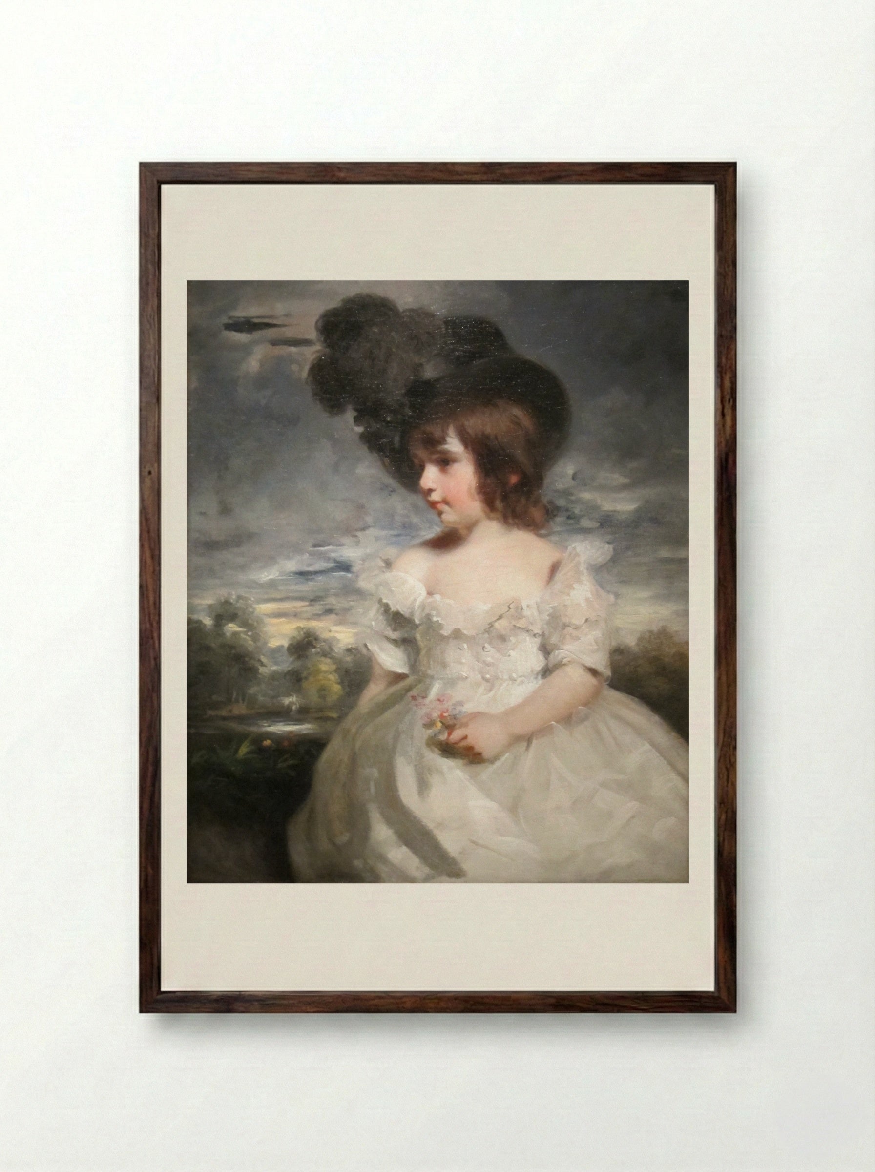 Master Meyrick (William Henry Meyrick in ruffled infant's dress) - John Hoppner - Framed Print Dark Wood