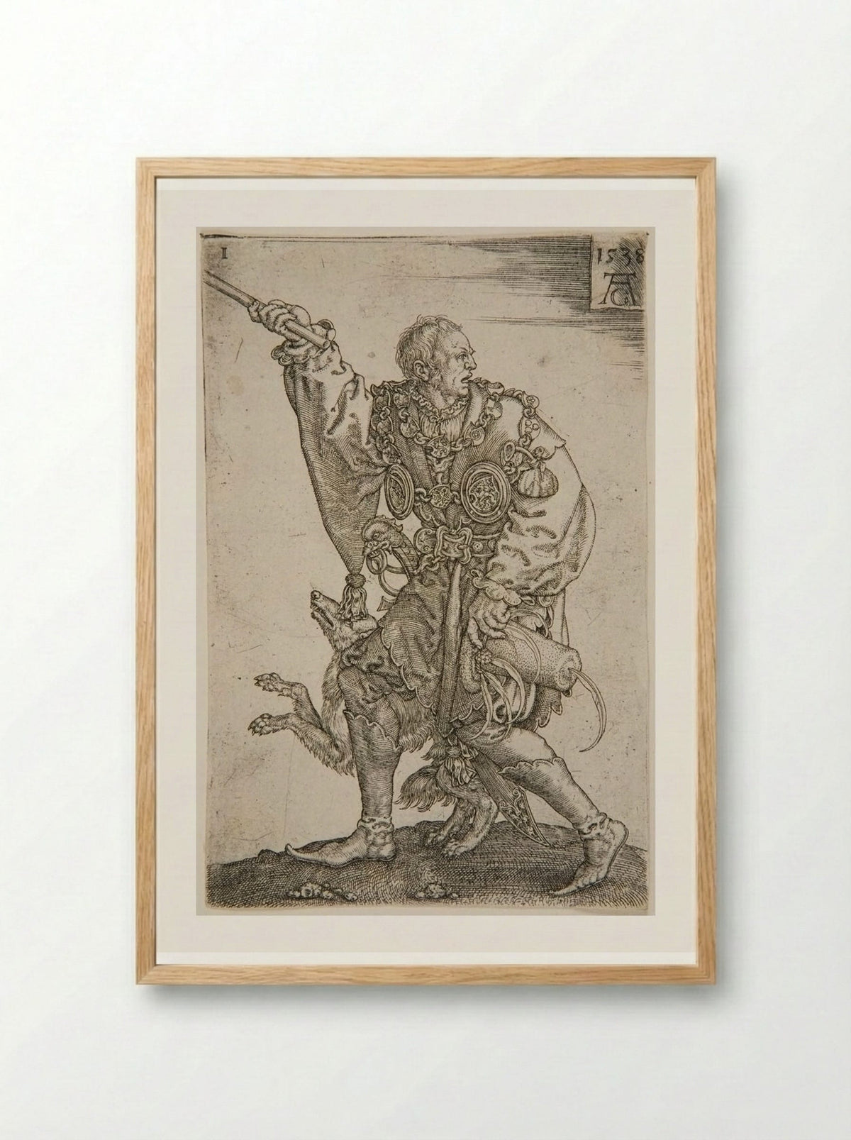 Master of Ceremonies with a Dog - Heinrich Aldegrever - Framed Print Wood