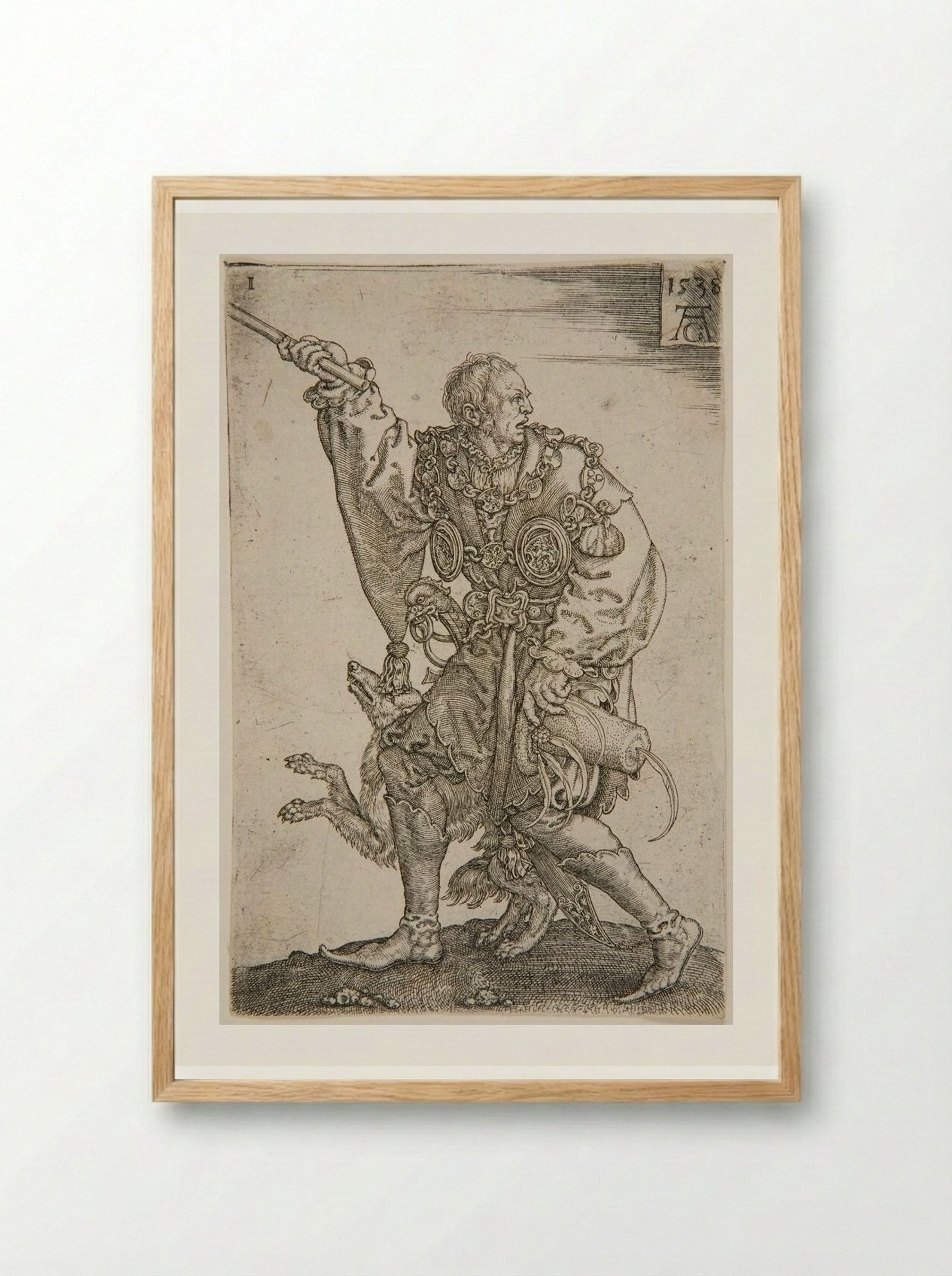 Master of Ceremonies with a Dog - Heinrich Aldegrever - Framed Print Wood