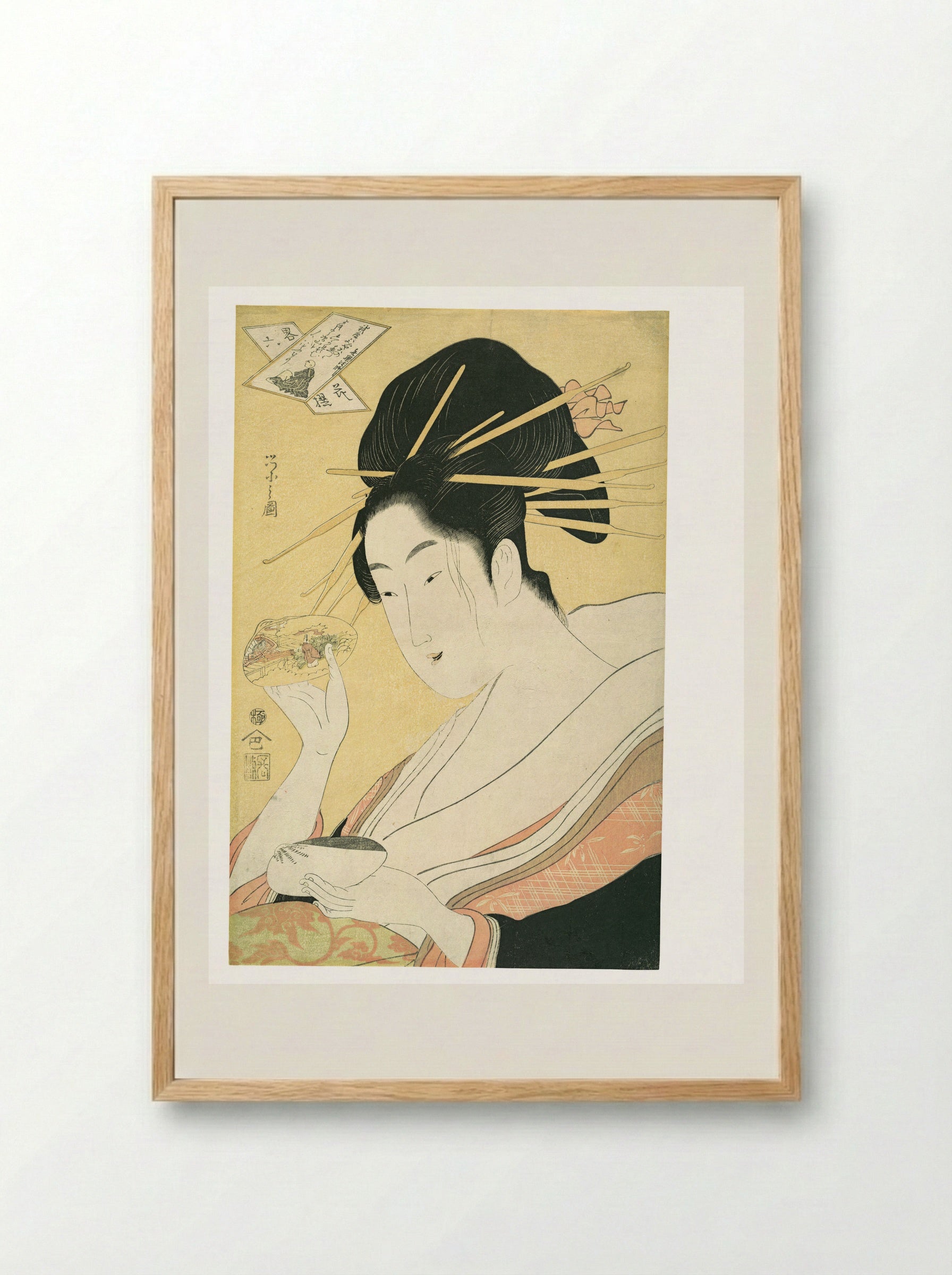 Matching Shells (Kai-awase), “Kisen Hōshi” - Chōbunsai Eishi - Framed Print Wood