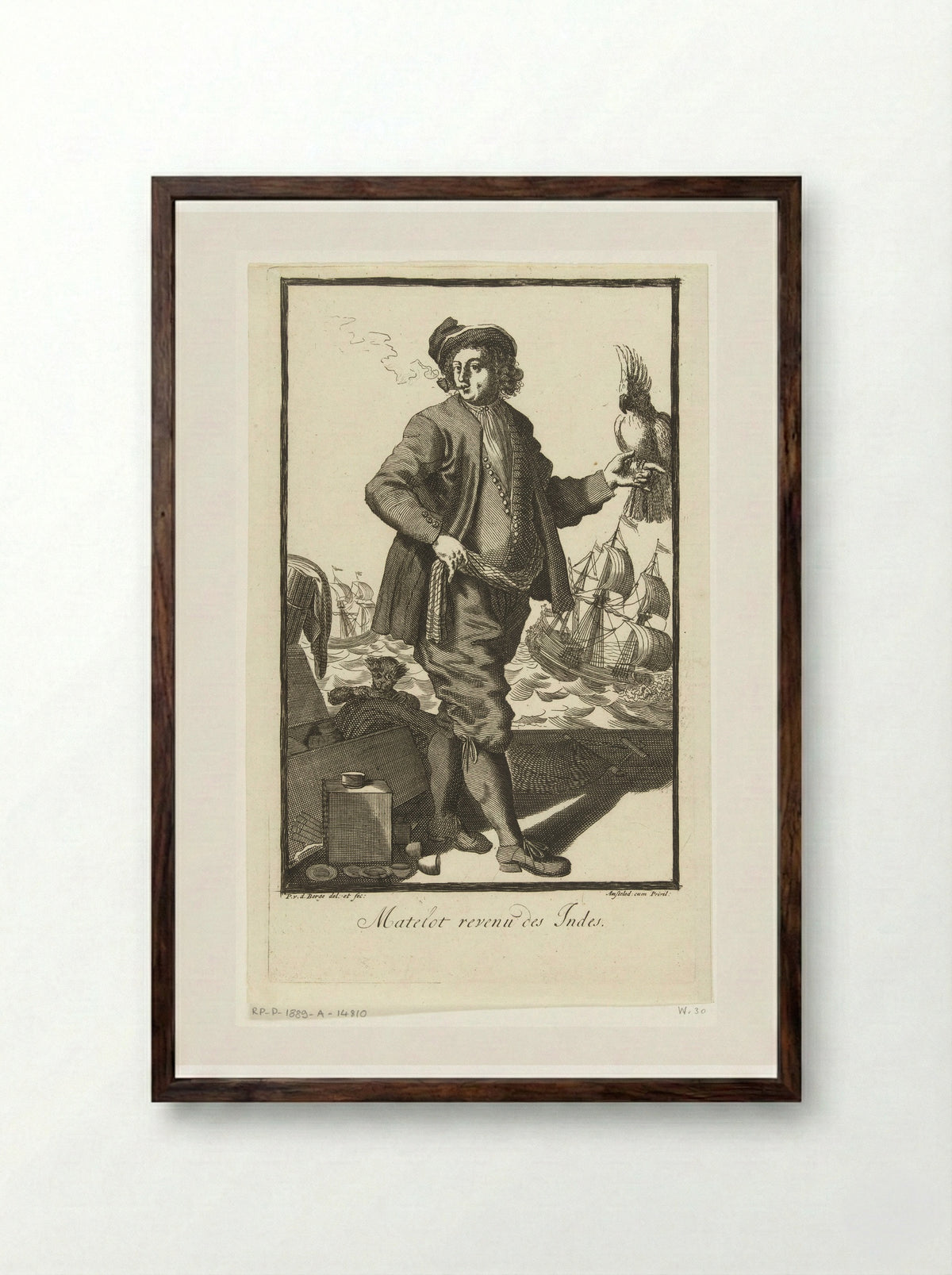 Matelot revenu des Indes - Pieter van den Berge - Framed Print Dark Wood