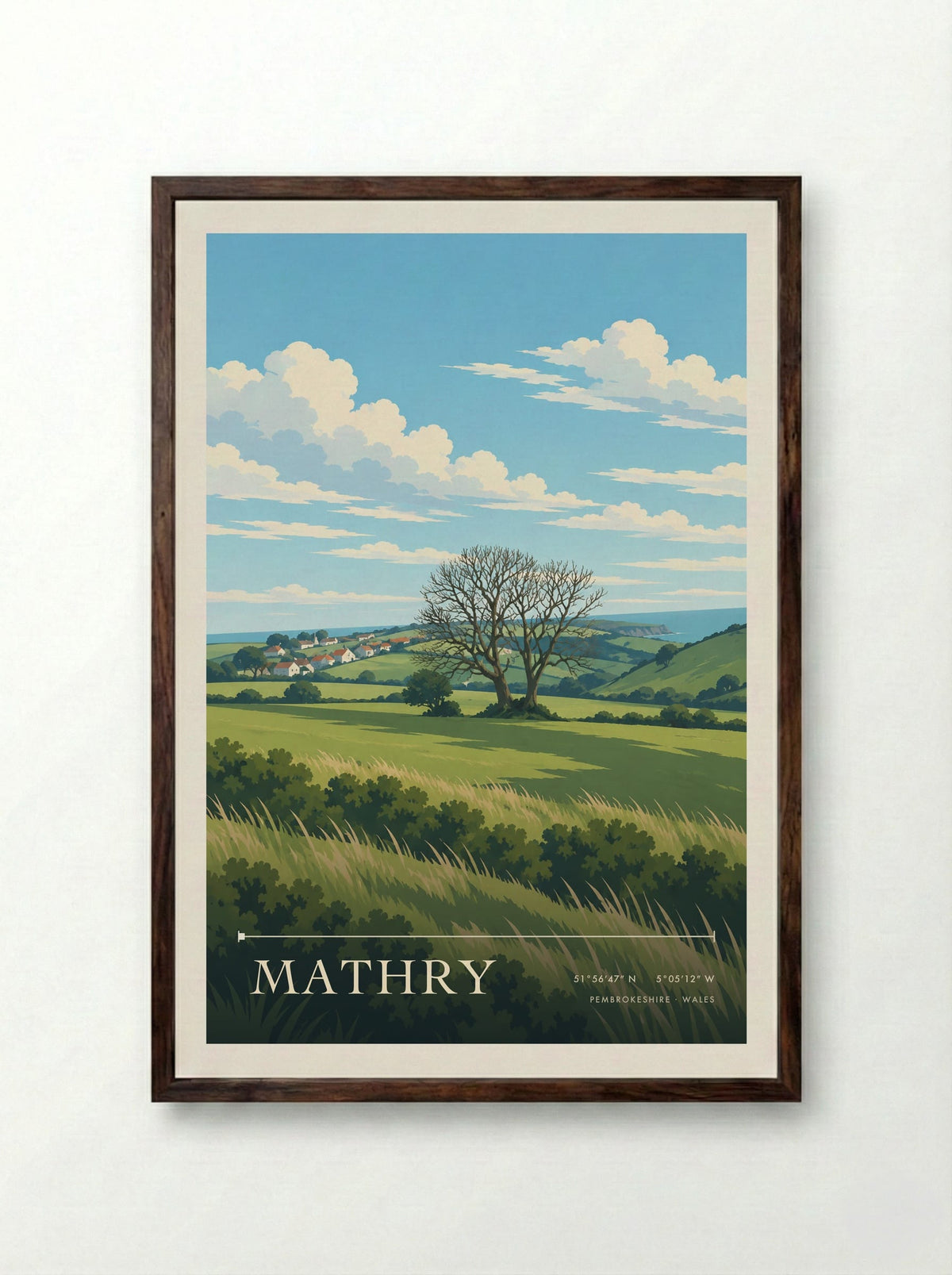 Mathry, Pembrokeshire | Travel Poster - Framed Print Dark Wood