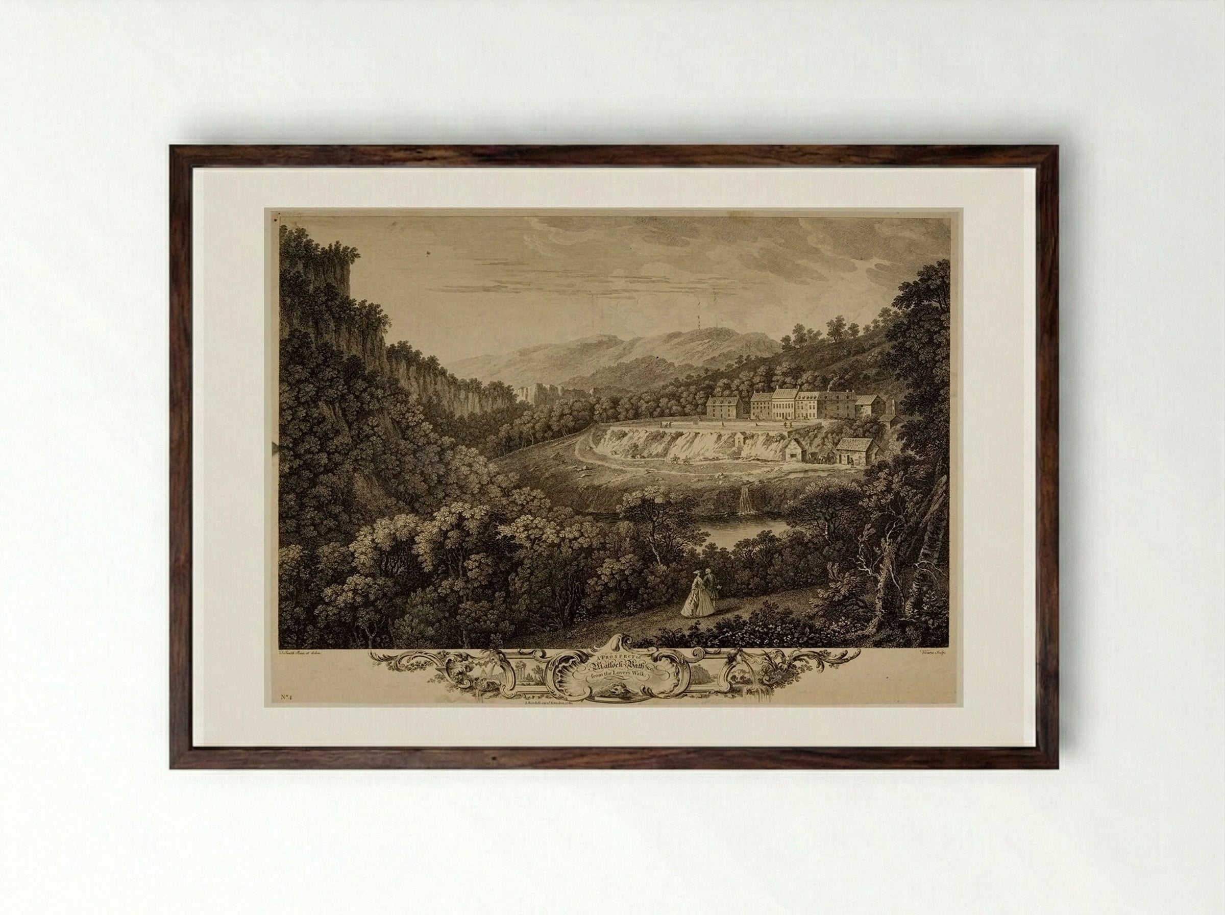 Matlock Bath, a View in the Peak - François Vivares - Framed Print Dark Wood