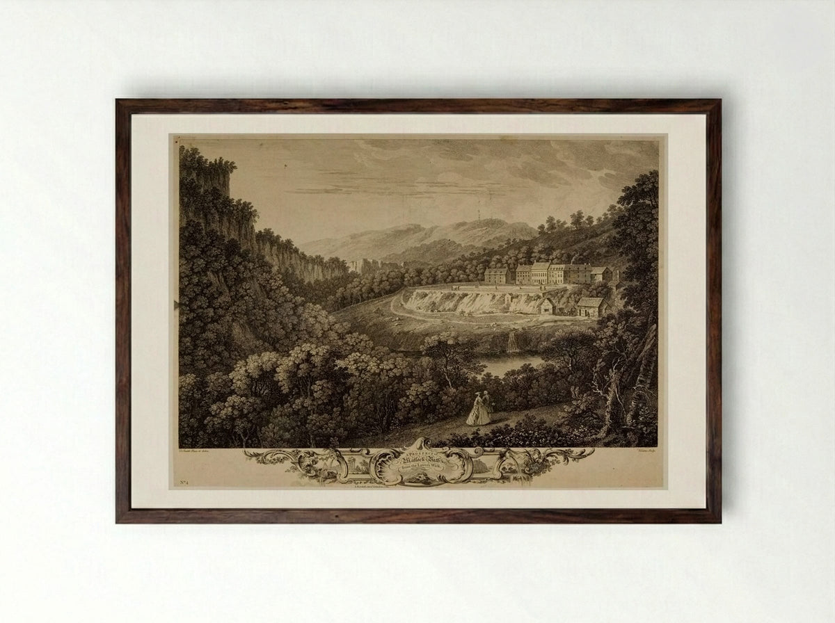 Matlock Bath, a View in the Peak - François Vivares - Framed Print Dark Wood
