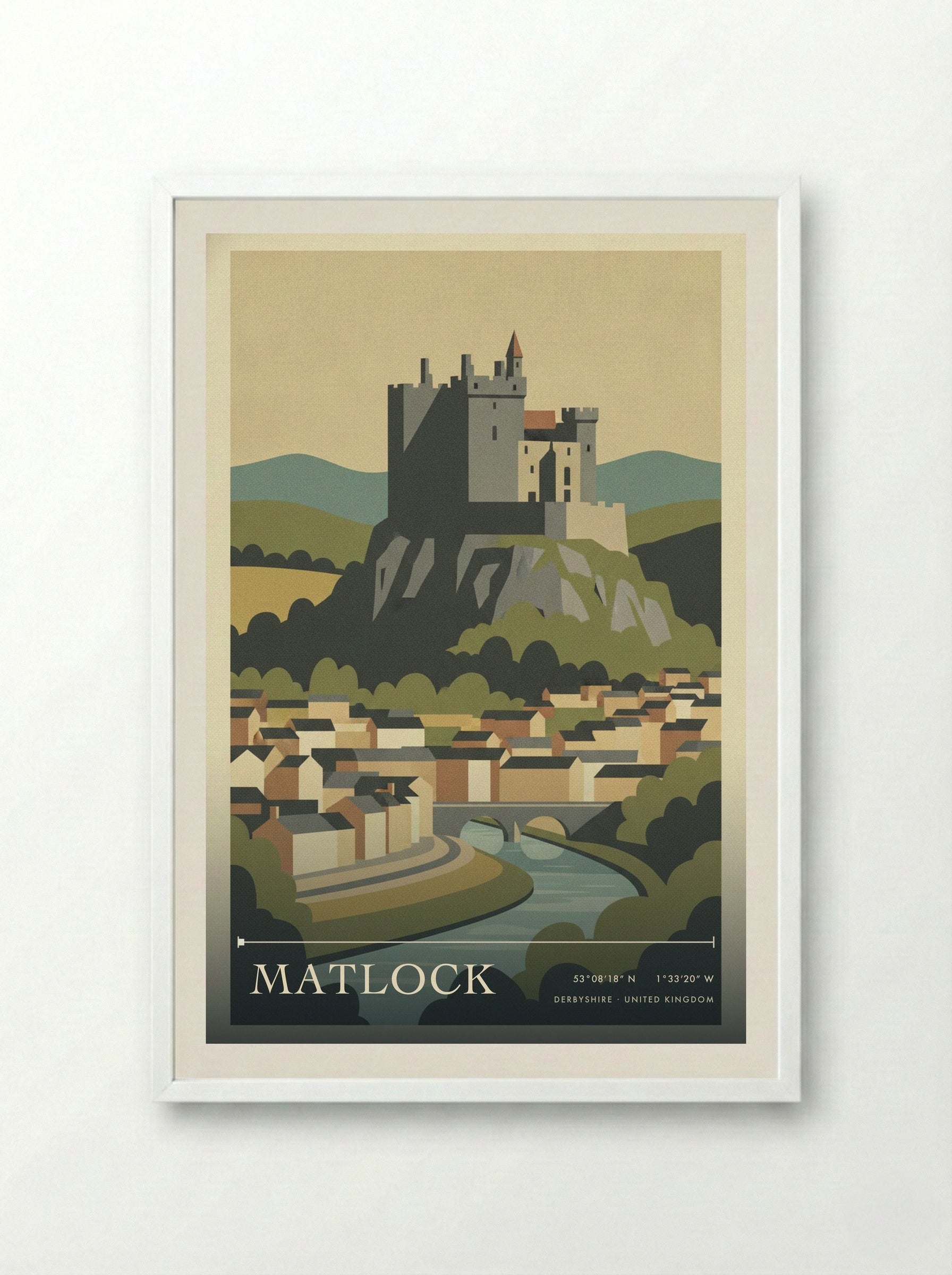 Matlock Derbyshire United Kingdom Travel Poster - Framed Print White