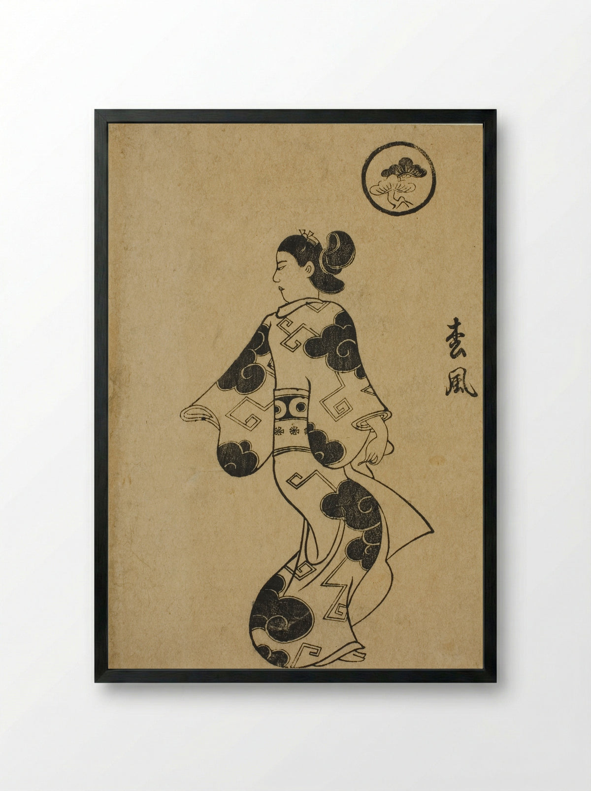 Matsukaze, from Album of Courtesans - Torii Kiyonobu I - Framed Print Black