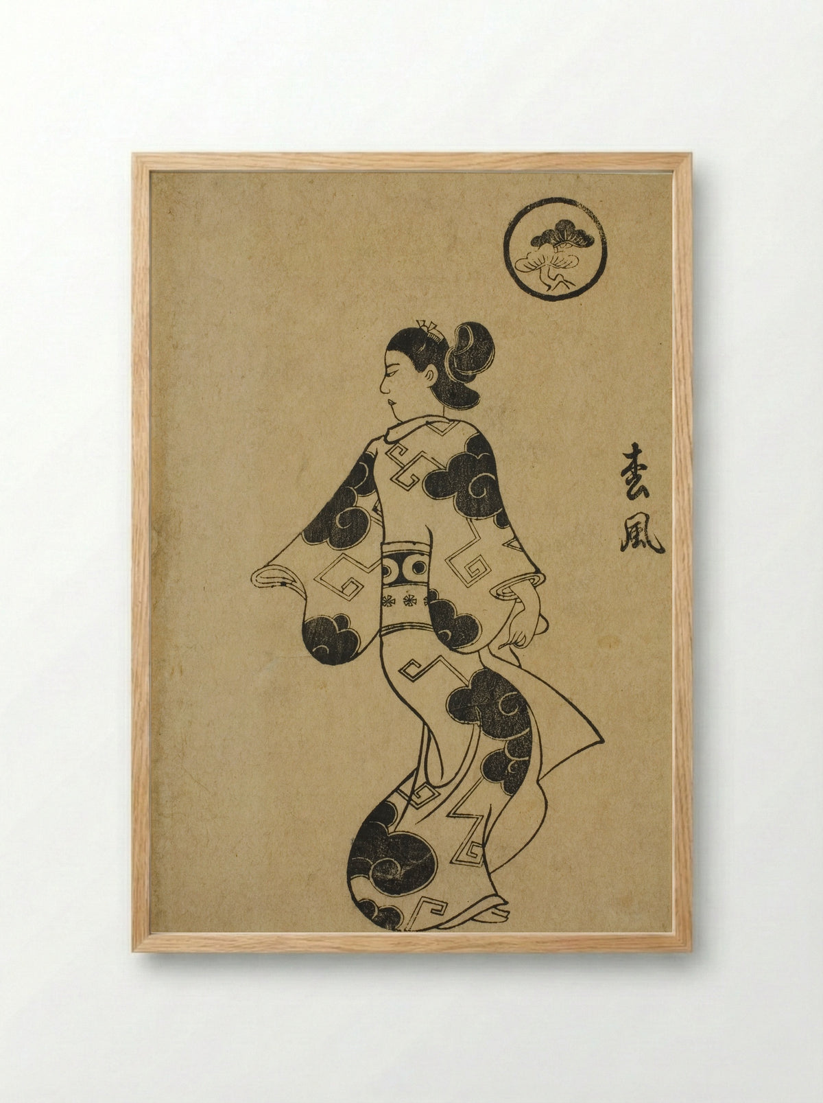 Matsukaze, from Album of Courtesans - Torii Kiyonobu I - Framed Print Wood