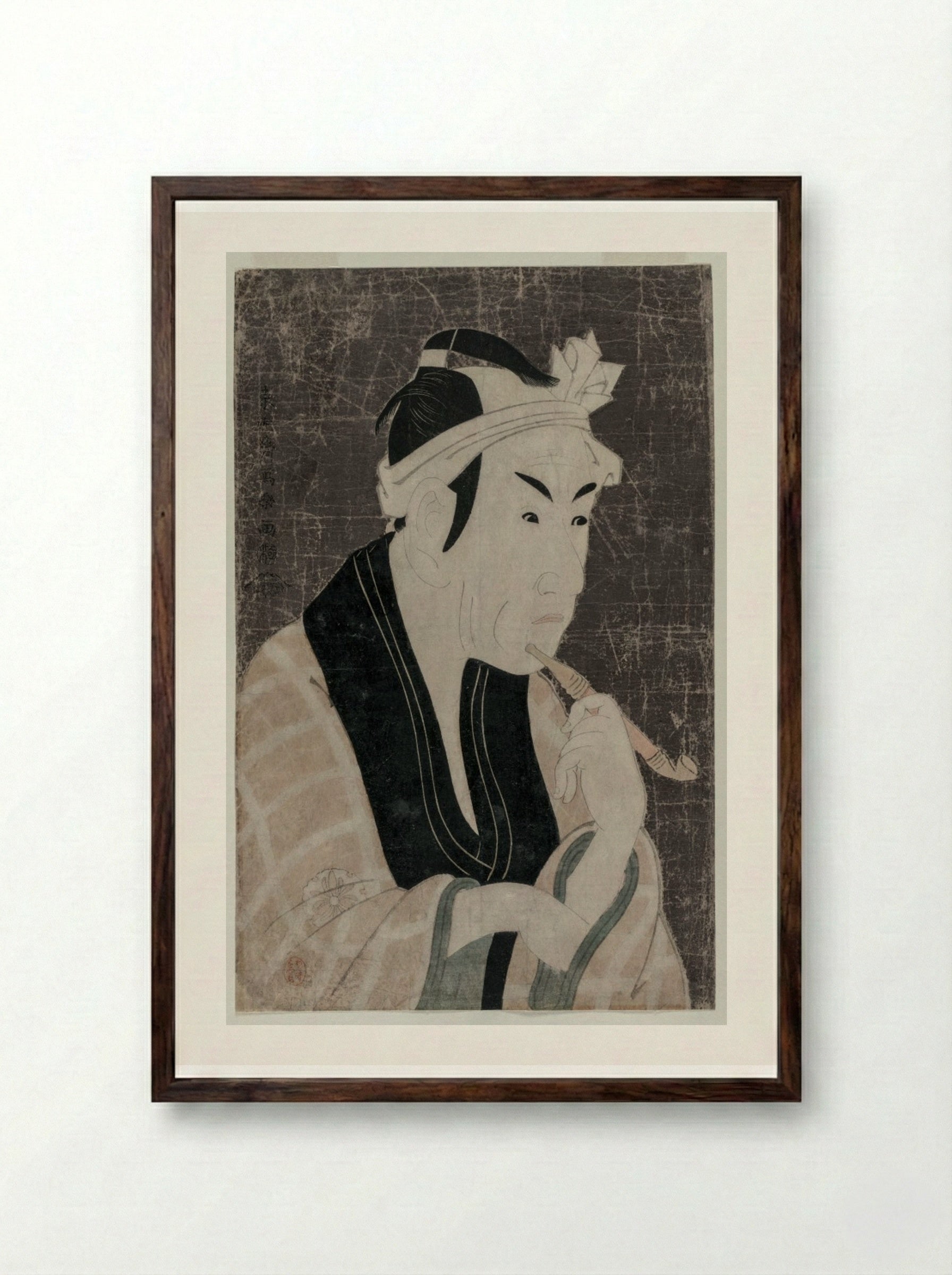 Matsumoto Koshiro IV as Gorobei, the Fish Seller from Sanya - Tōshūsai Sharaku - Framed Print Dark Wood