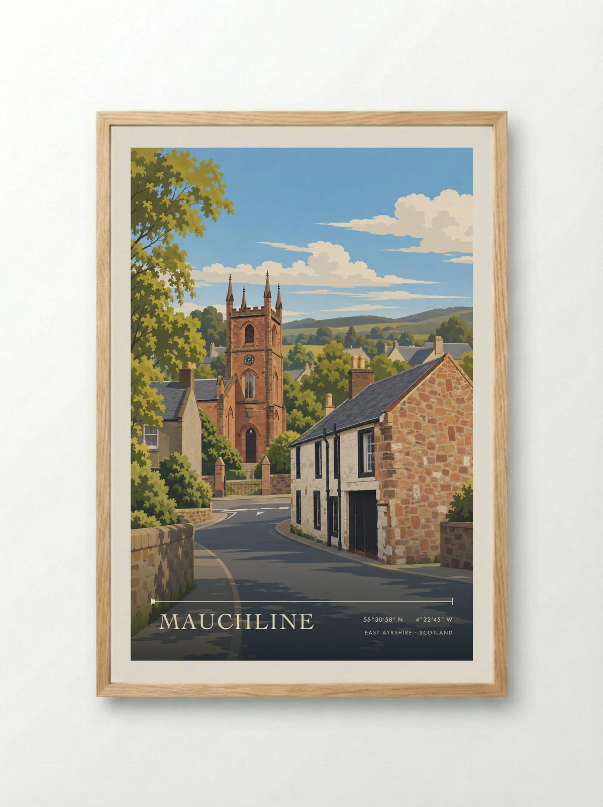 Mauchline, East Ayrshire | Travel Poster - Framed Print Wood