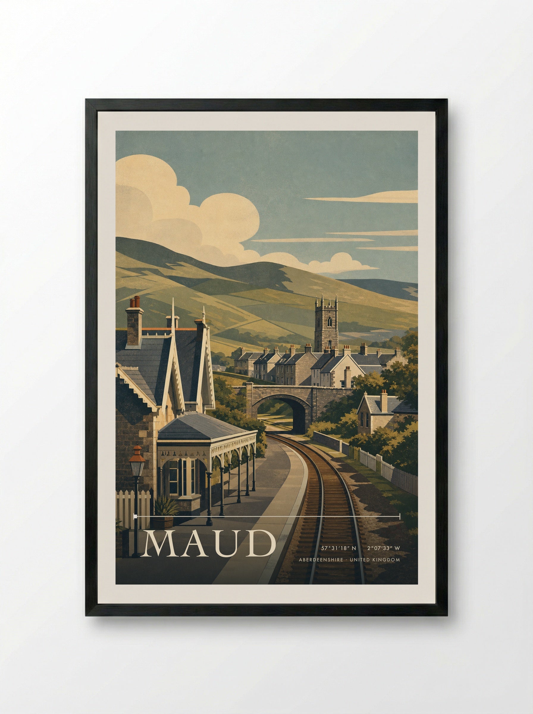 Maud Aberdeenshire United Kingdom Travel Poster - Framed Print Black