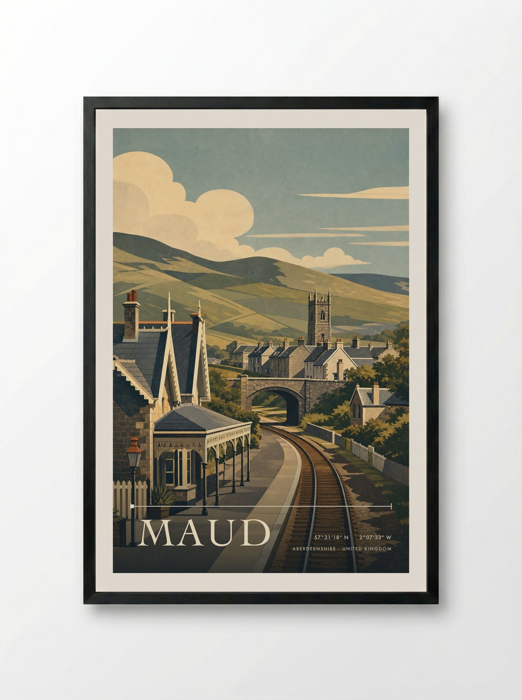 Maud Aberdeenshire United Kingdom Travel Poster - Framed Print Black