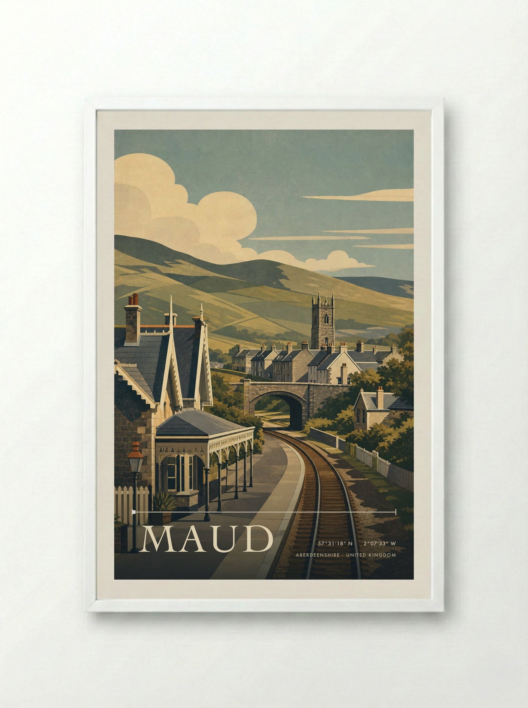 Maud Aberdeenshire United Kingdom Travel Poster - Framed Print White