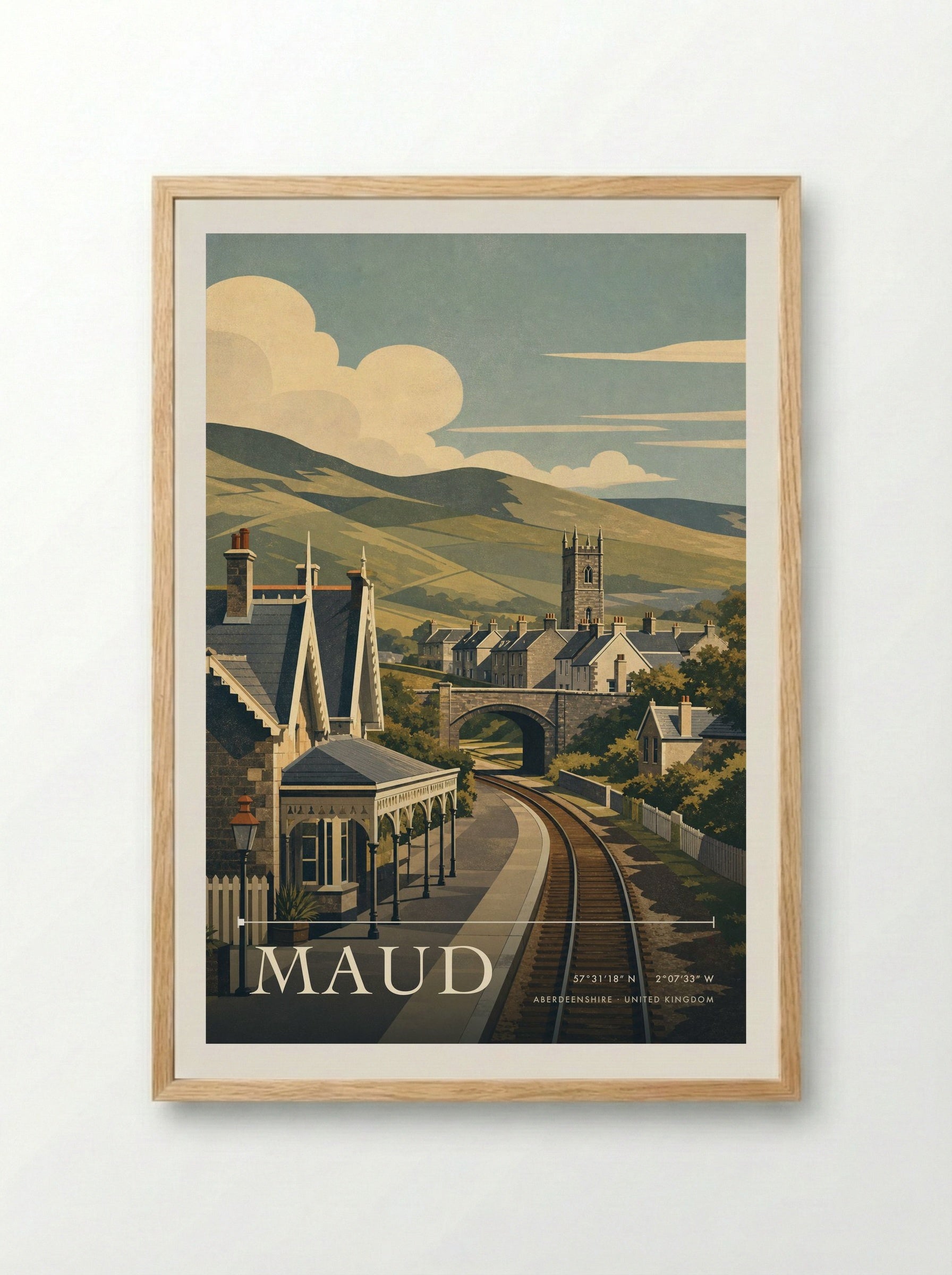 Maud Aberdeenshire United Kingdom Travel Poster - Framed Print Wood
