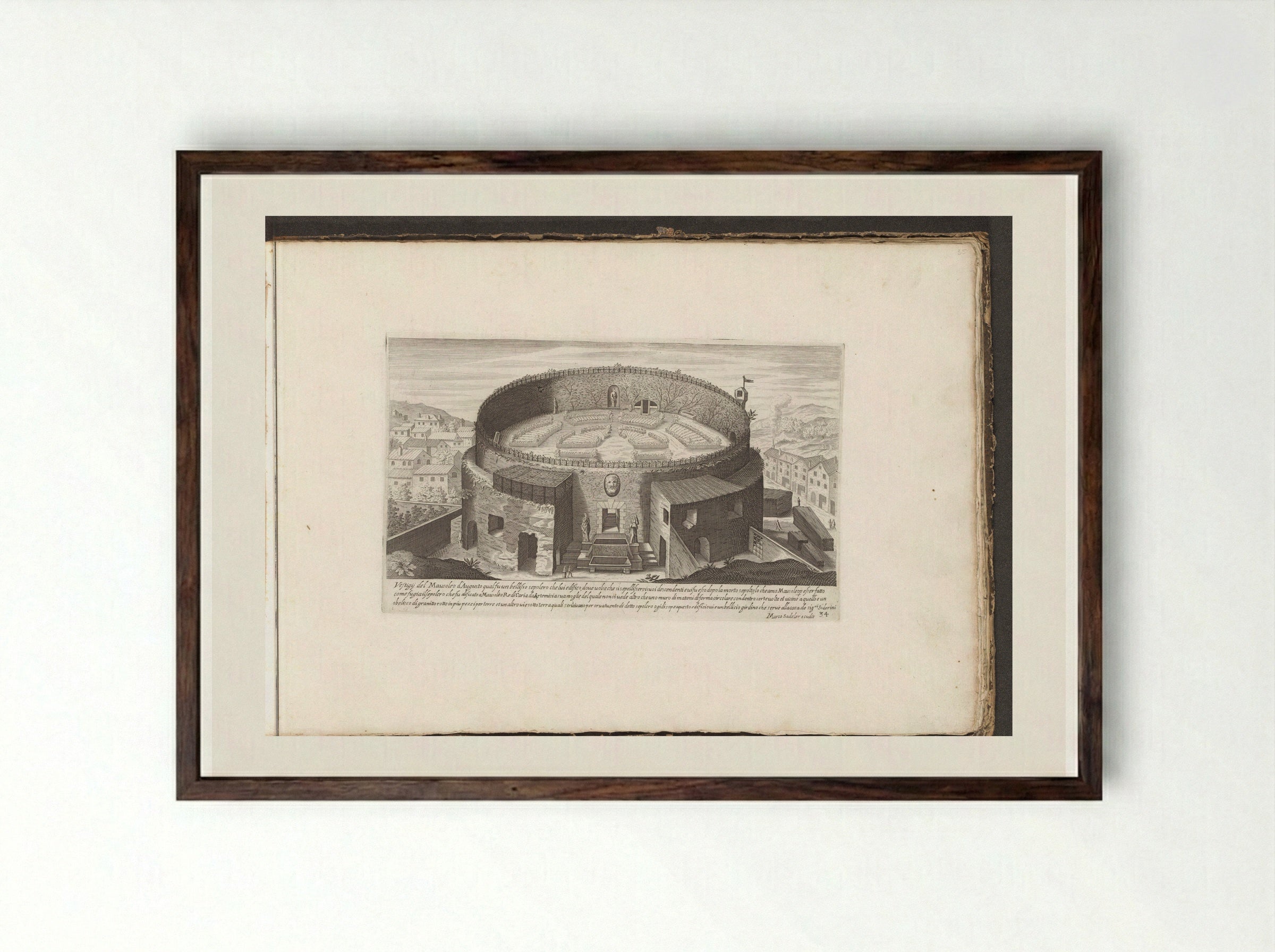 Mausoleum of Augustus - Giovanni Giacomo de' Rossi - Framed Print Dark Wood