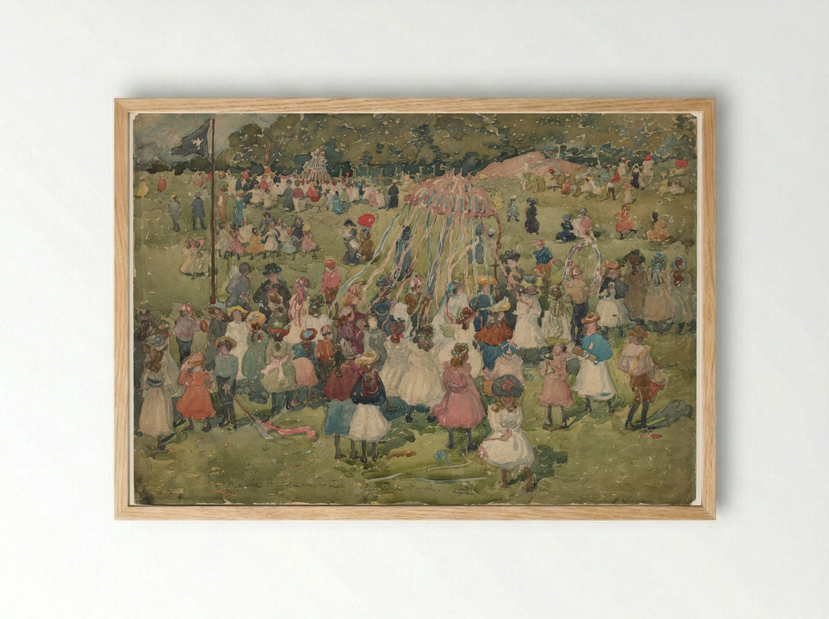 May Day, Central Park - Maurice Prendergast - Framed Print Wood