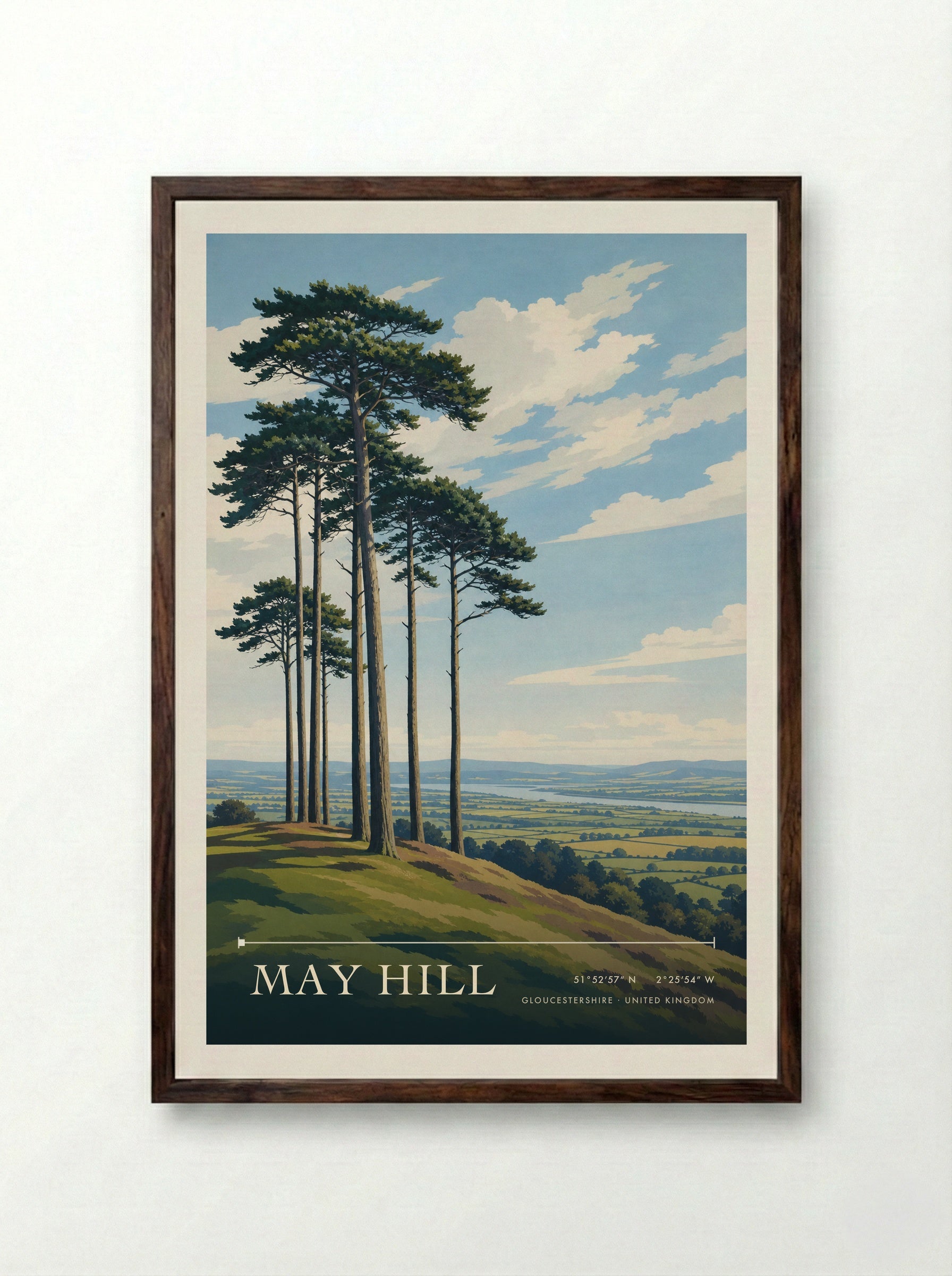 May Hill Gloucestershire United Kingdom Travel Poster - Framed Print Dark Wood