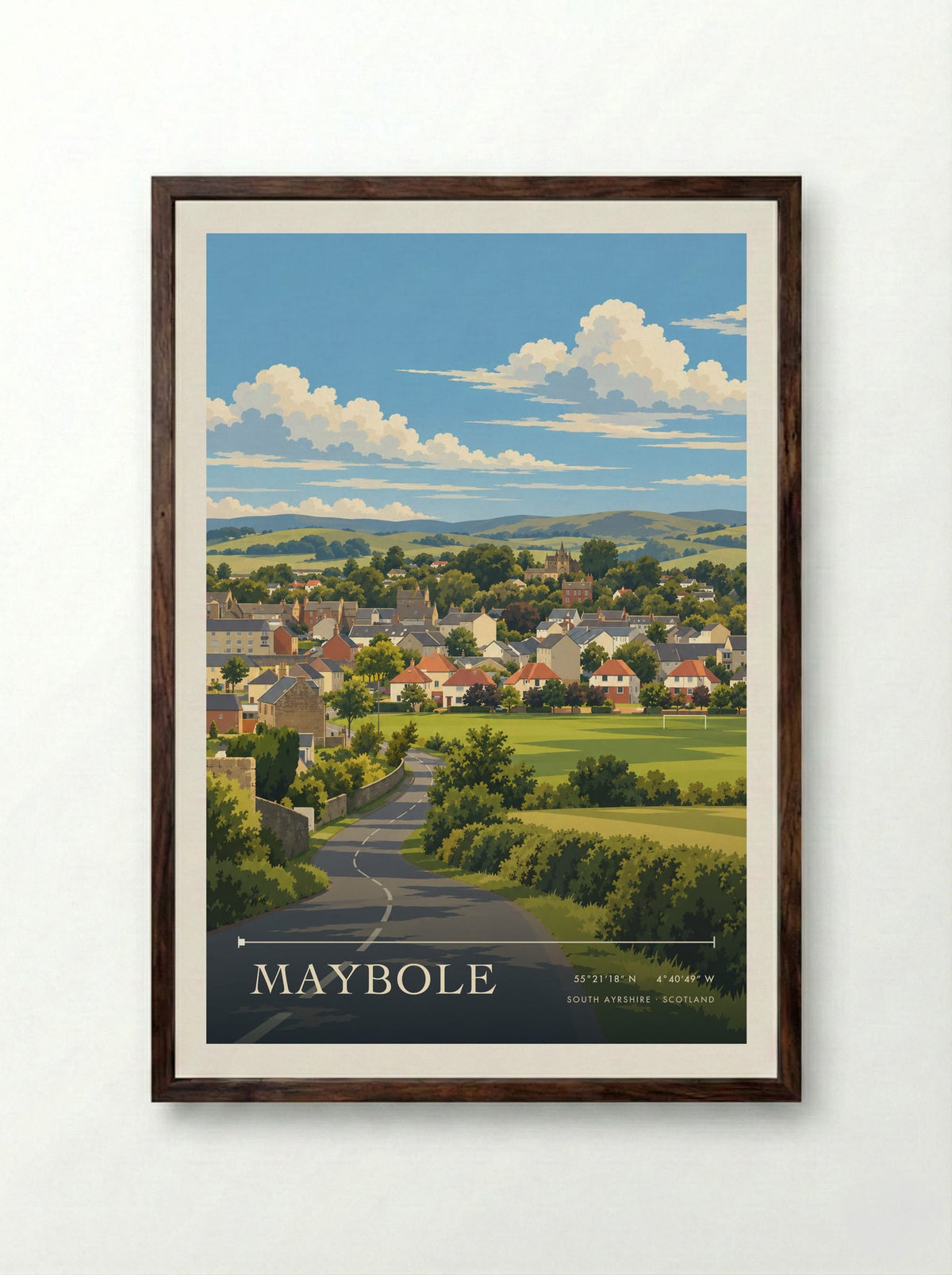 Maybole, South Ayrshire | Travel Poster - Framed Print Dark Wood