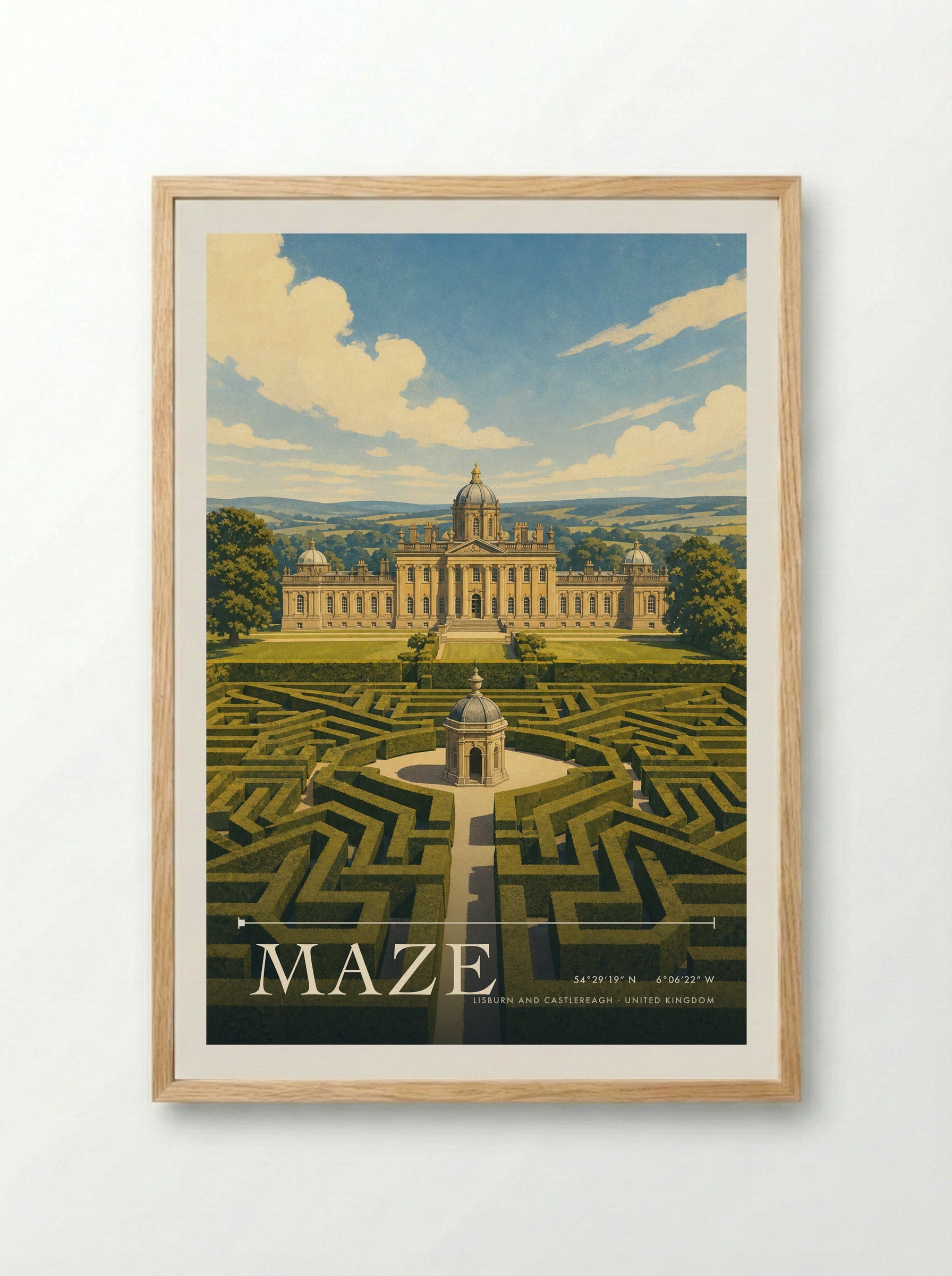 Maze Lisburn and Castlereagh United Kingdom Travel Poster - Framed Print Wood