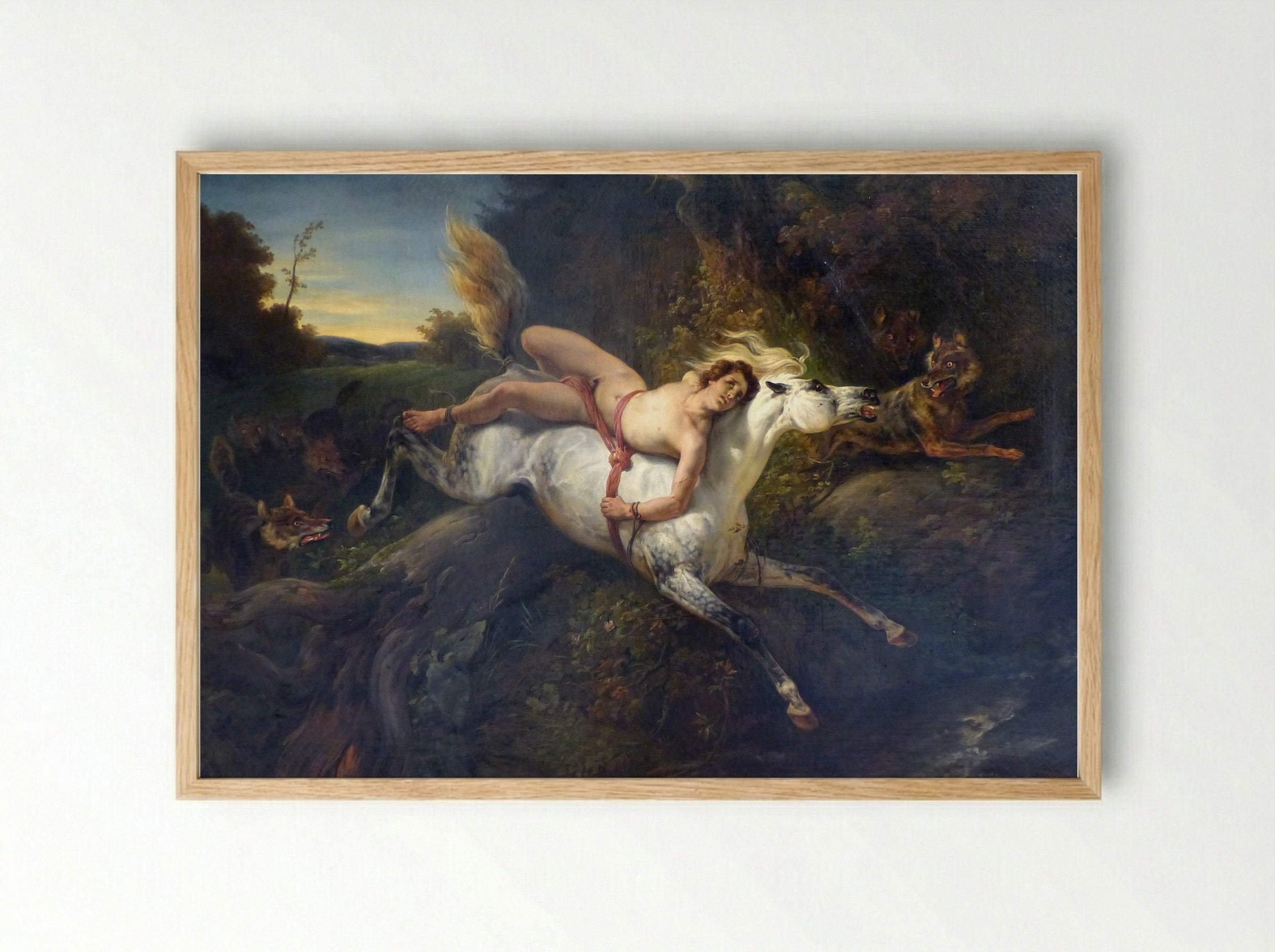 Mazeppa and the Wolves - Horace Vernet - Framed Print Wood