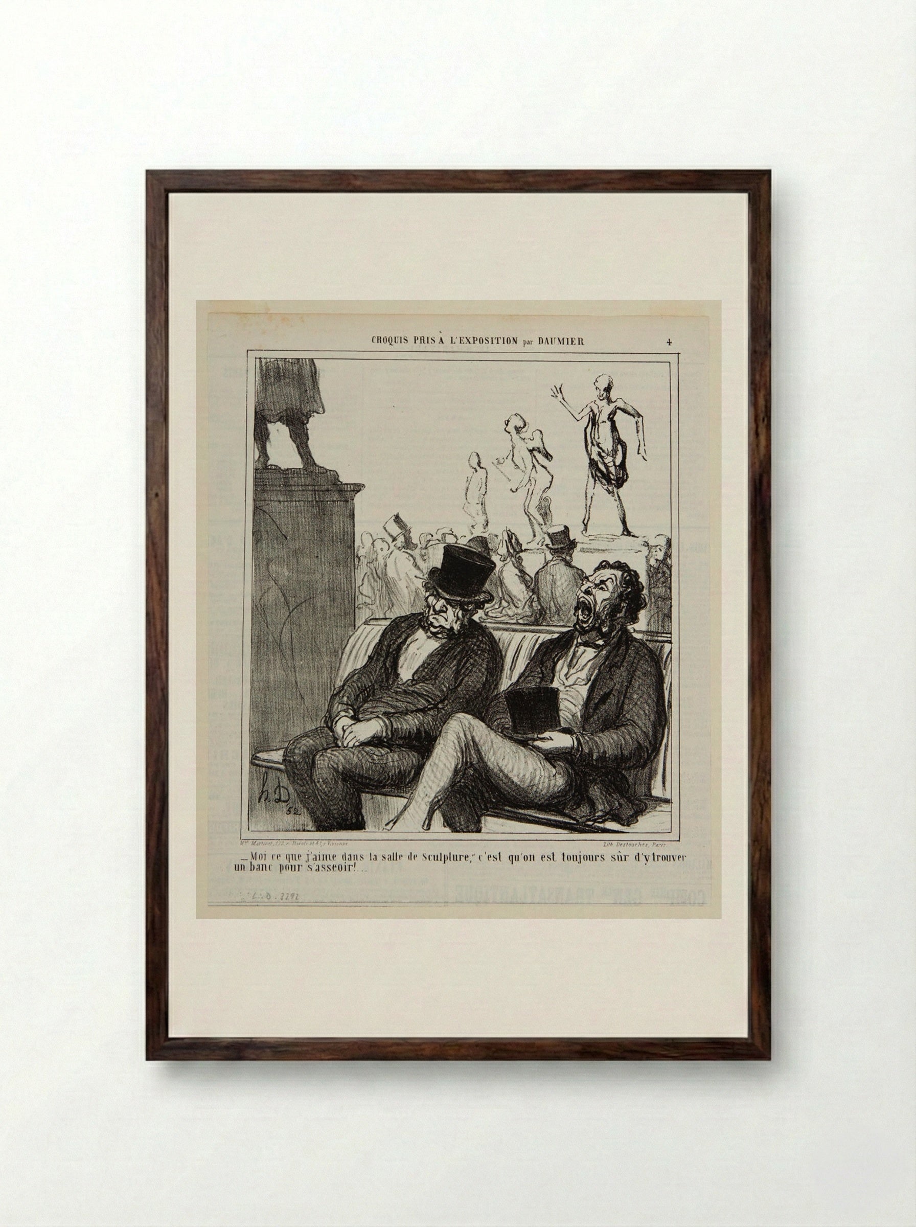 Me, I love the sculpture gallery, where you can always find a place to sit down! - Honoré-Victorin Daumier - Framed Print Dark Wood