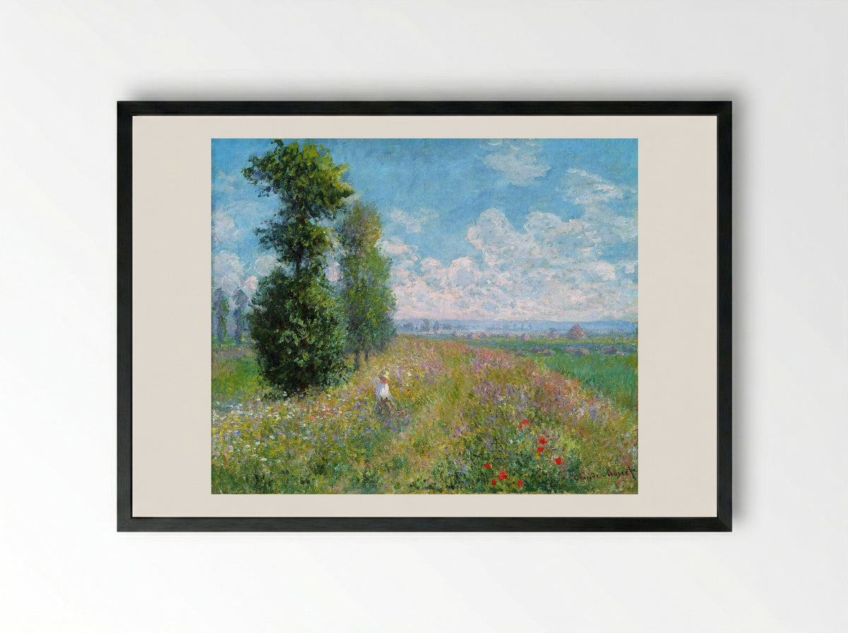 Meadow with Poplars - Claude Monet - Framed Print Black